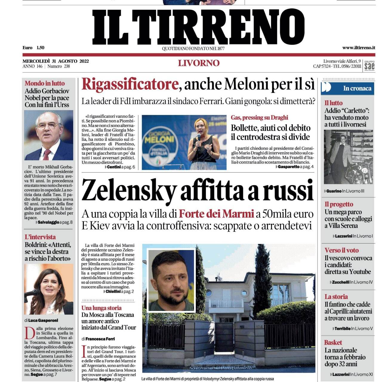 Zelensky rented out his villa to Russians for 50,000 euros - Il Tirreno - Newspapers, Picture with text, Vladimir Zelensky, Politics, Repeat