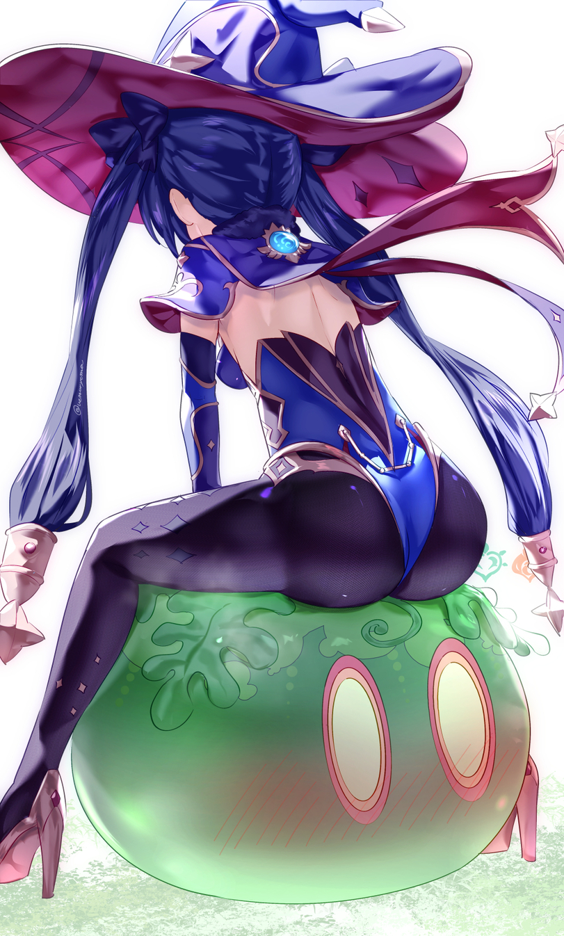 I should be in his place. - Anime, Anime art, Genshin impact, Mona, Booty, Tights, Uenoryoma