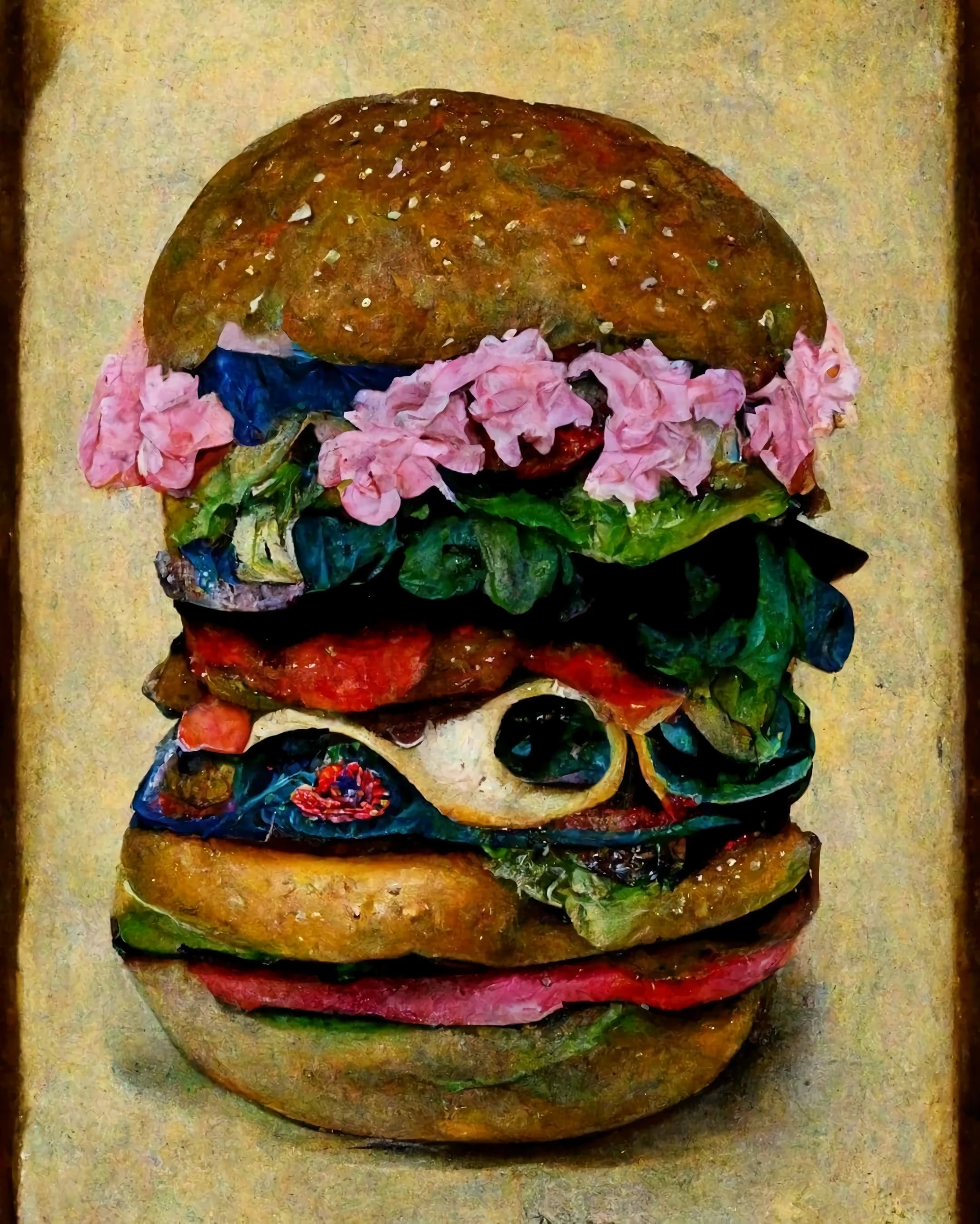 Highly artistic burgers from Alexander Dobrokotov - Art, Art, Food, Modern Art, Нейронные сети, Longpost