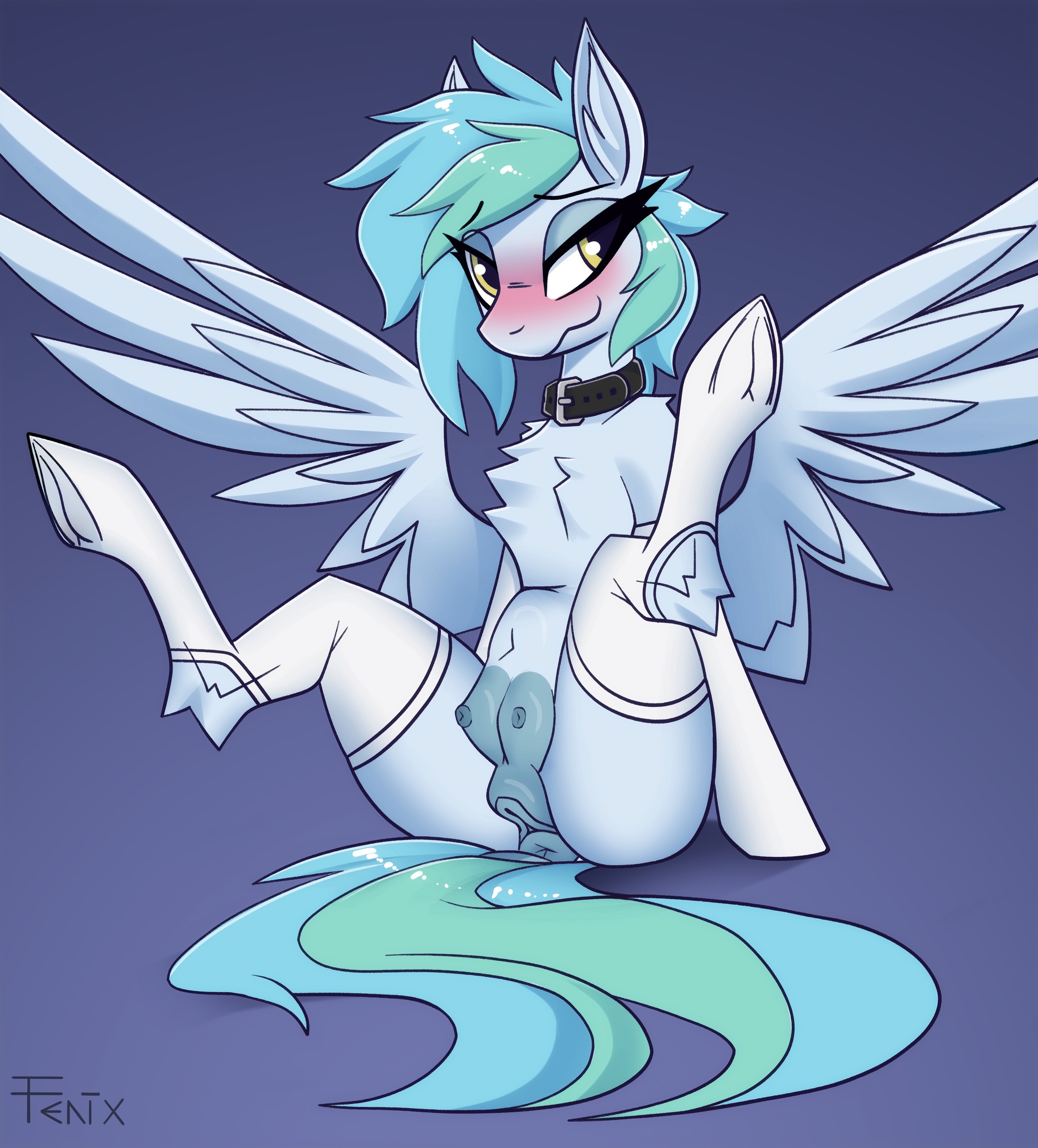 Seductive pegasus again - NSFW, My little pony, PonyArt, MLP Explicit, Original character, MLP Socks, Fenixdust, Choker