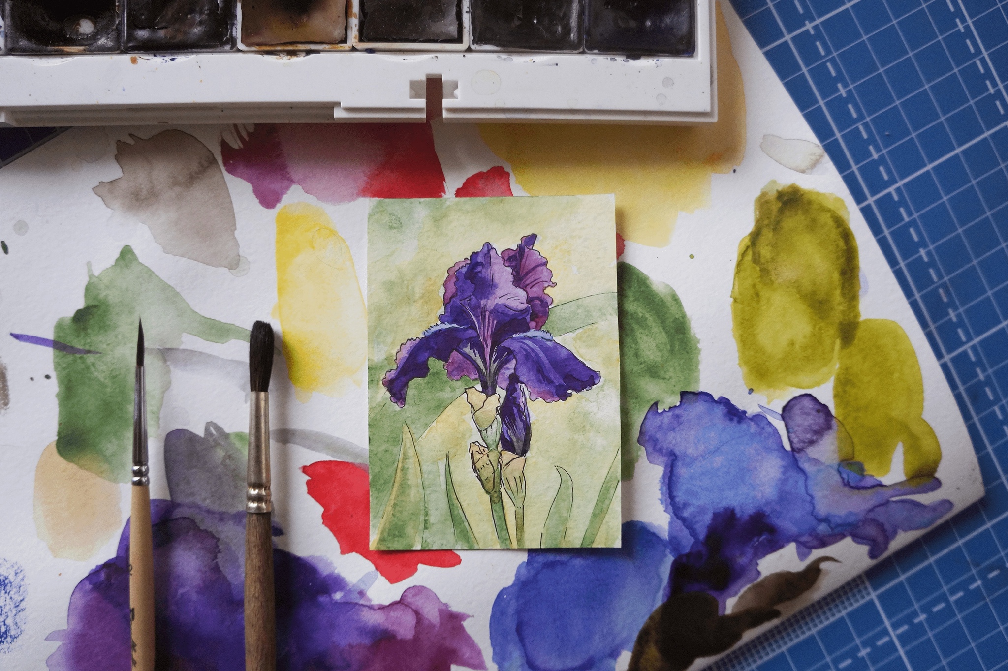 Flower Compliment (ACEO) - My, Painting, Creation, Painting, Drawing, Aceo, Watercolor, Cards, Collecting, Exchange, Artist, Longpost