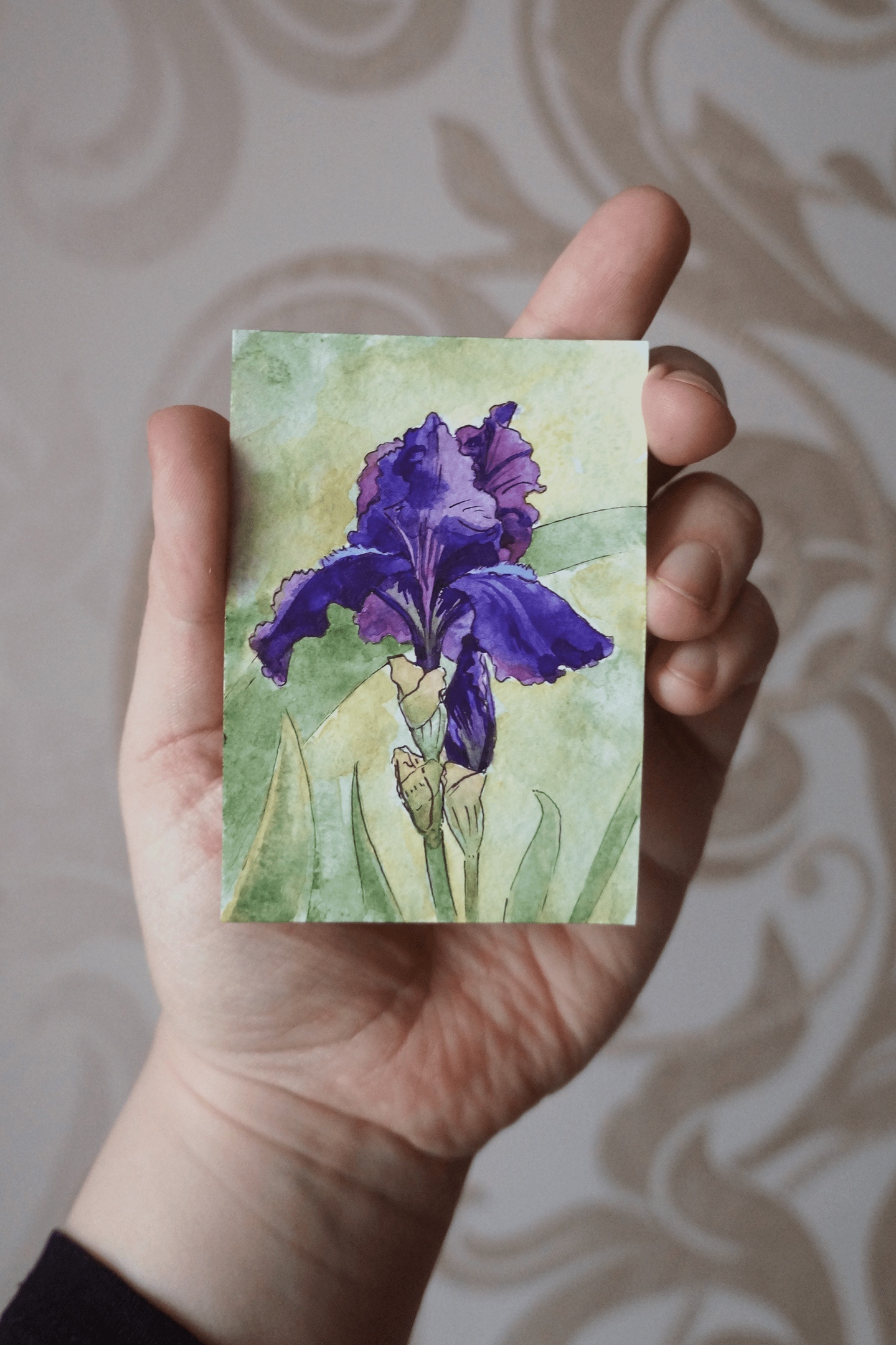 Flower Compliment (ACEO) - My, Painting, Creation, Painting, Drawing, Aceo, Watercolor, Cards, Collecting, Exchange, Artist, Longpost