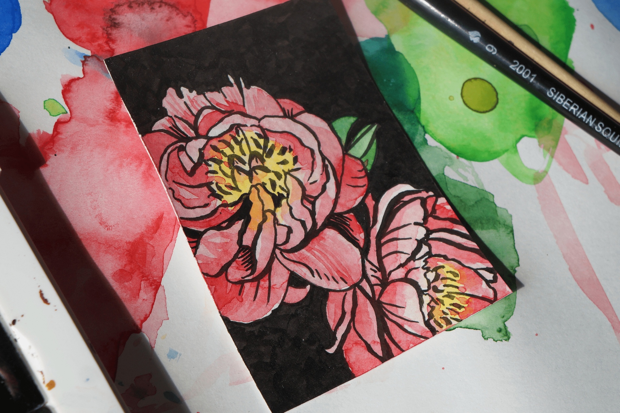 Flower Compliment (ACEO) - My, Painting, Creation, Painting, Drawing, Aceo, Watercolor, Cards, Collecting, Exchange, Artist, Longpost