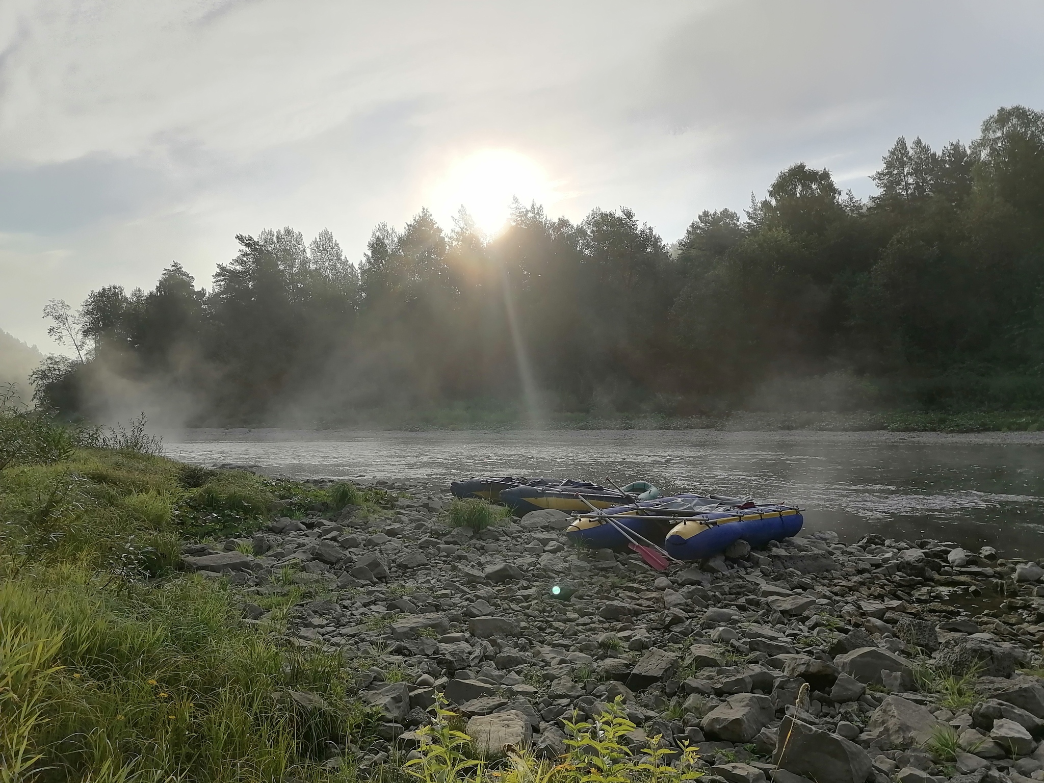 Dawn on the river Yuryuzan - My, dawn, Fog, River, Yuryuzan, Bashkortostan, Mobile photography, Honor 9, Longpost