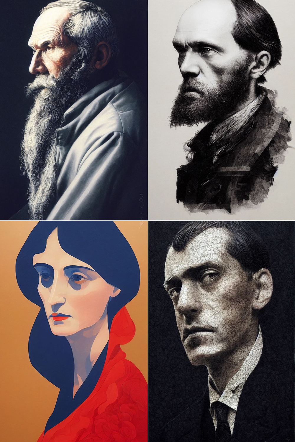 Cabinet of Literature. The Midjourney neural network draws portraits on the walls: - Images, Нейронные сети, Artificial Intelligence, Midjourney, Fedor Dostoevsky, Anna Akhmatova, Vladimir Mayakovsky, Lev Tolstoy