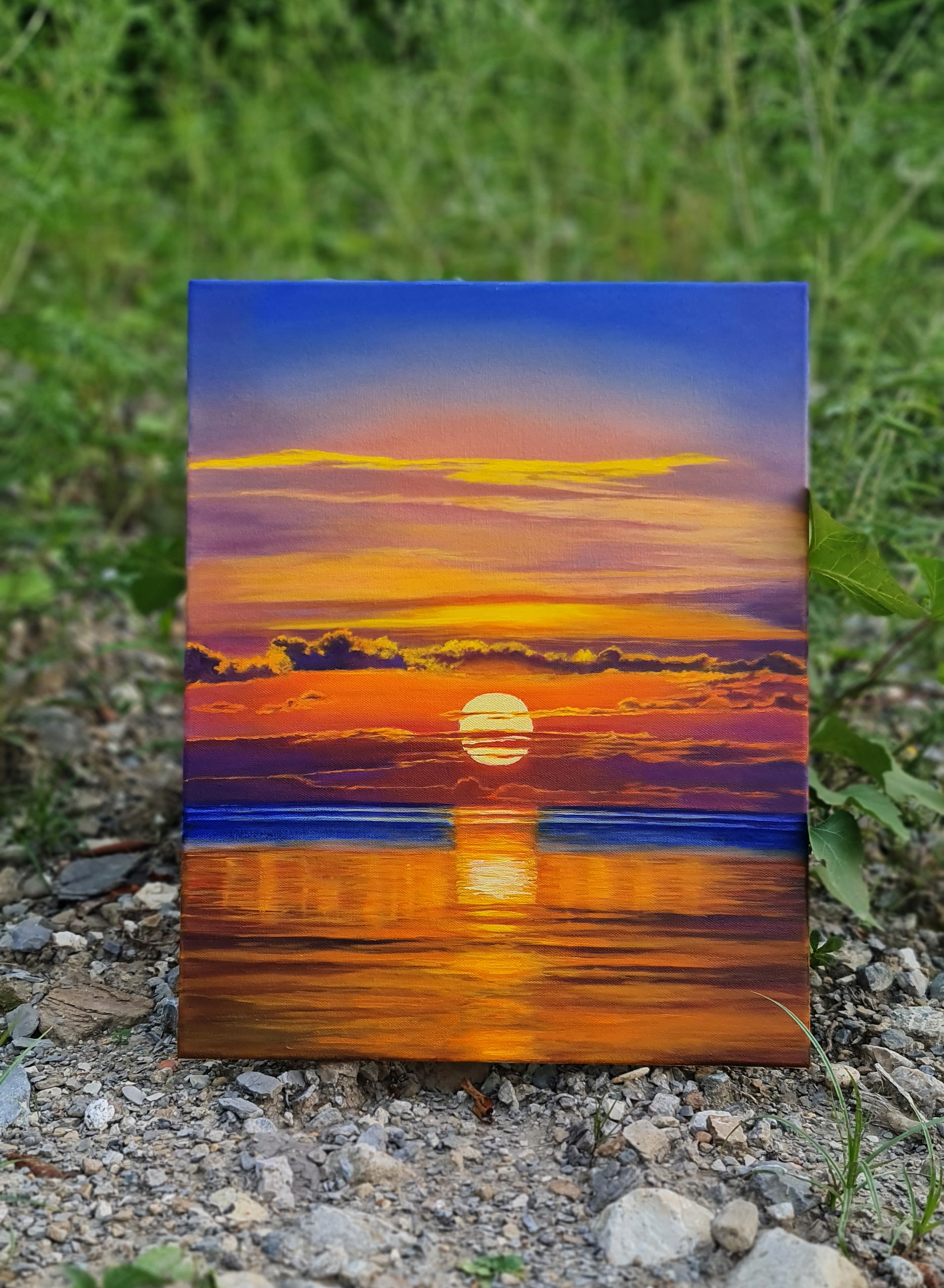 sea ??sunset - My, Youtube, Oil painting, Landscape, Painting, Sky, Decor, Modern Art, Butter, Creation, Art, Video, Longpost, Painting