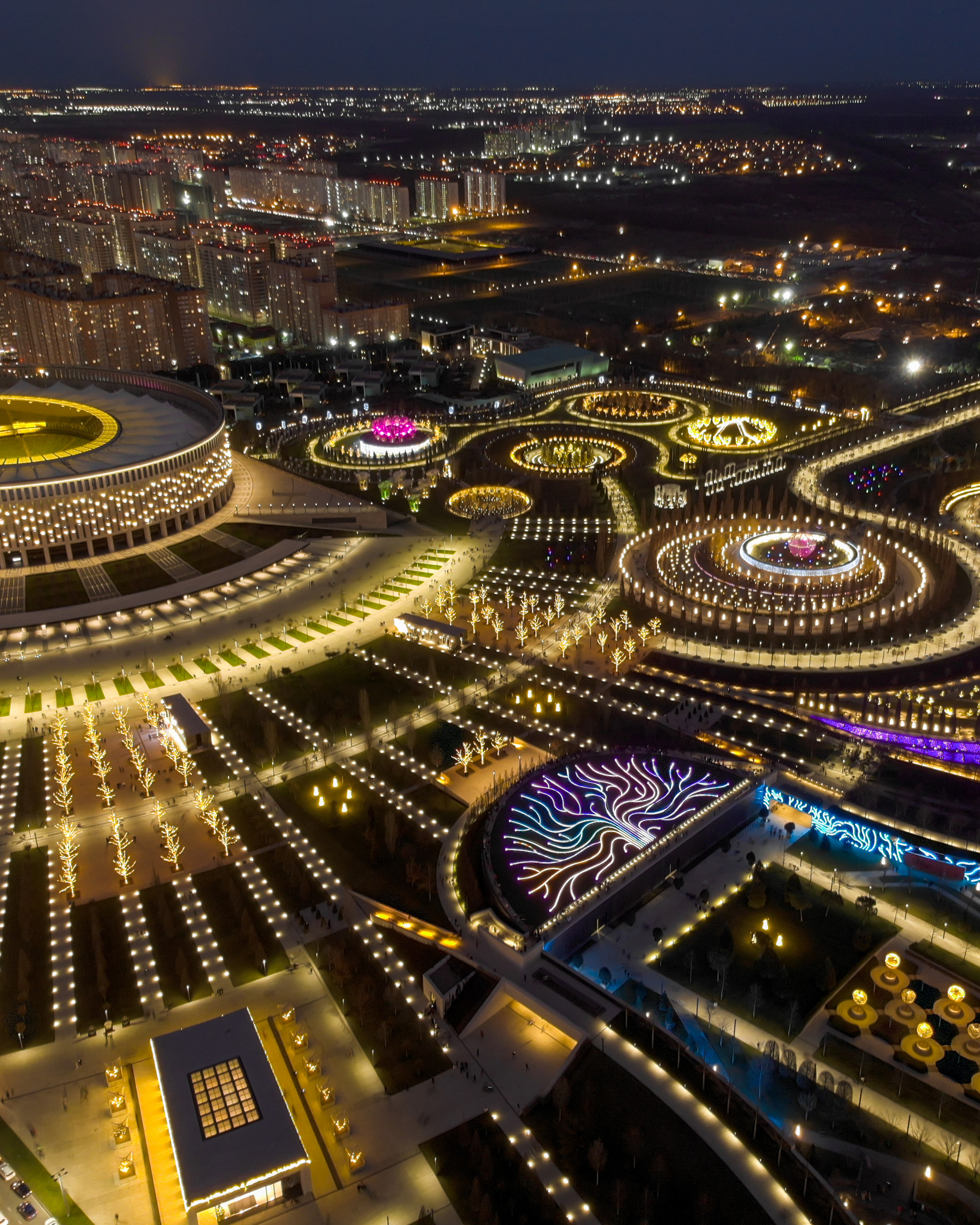 Night park Krasnodar - My, Night light, Night, Krasnodar Park, The photo, Longpost