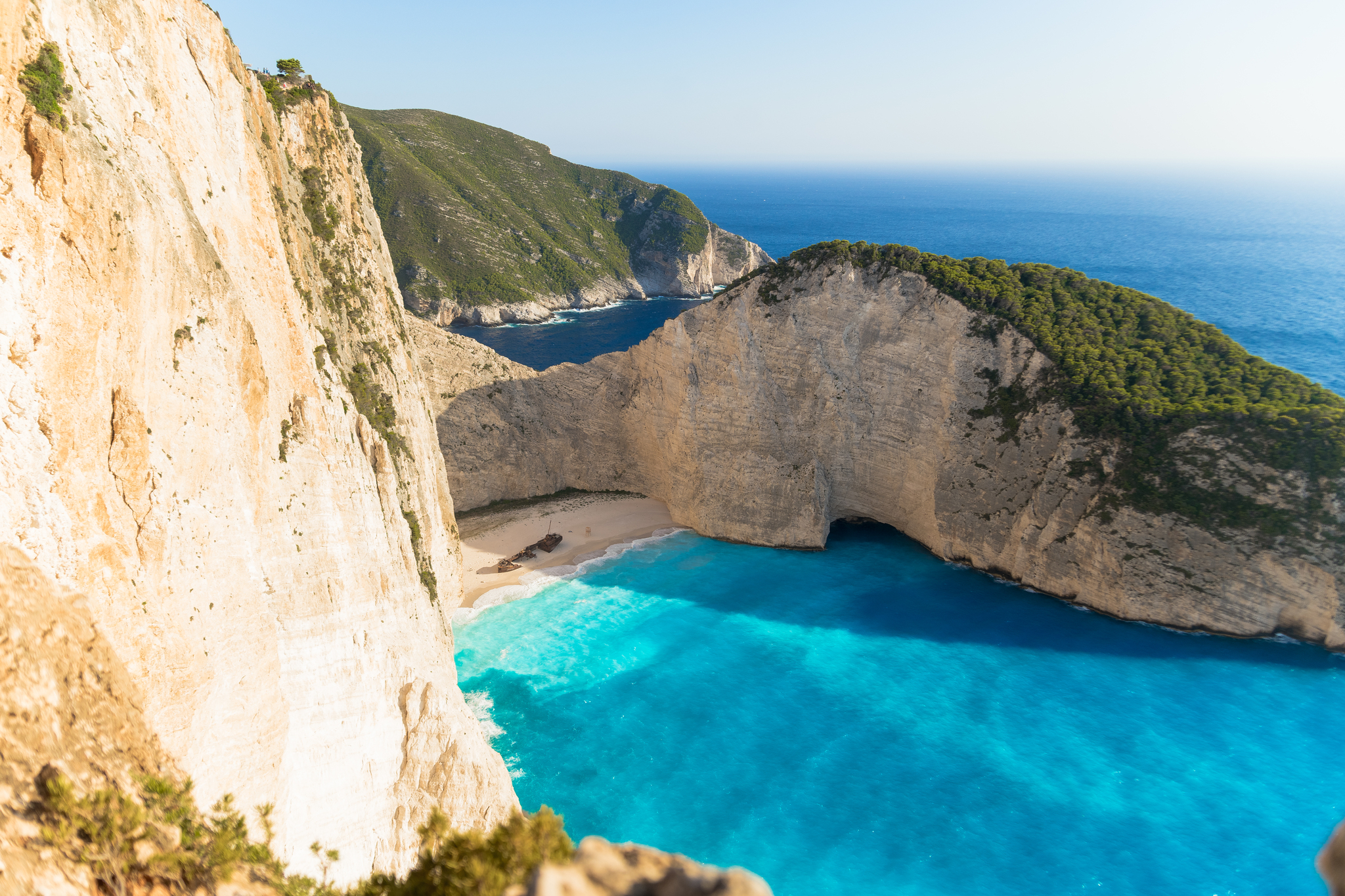 Bay of Navagio, Zakynthos island - My, Greece, Relaxation, Bay, Beach, Sea, Sand, Ionian Sea, Zakynthos, The rocks, Summer, Longpost, Mediterranean Sea, The photo