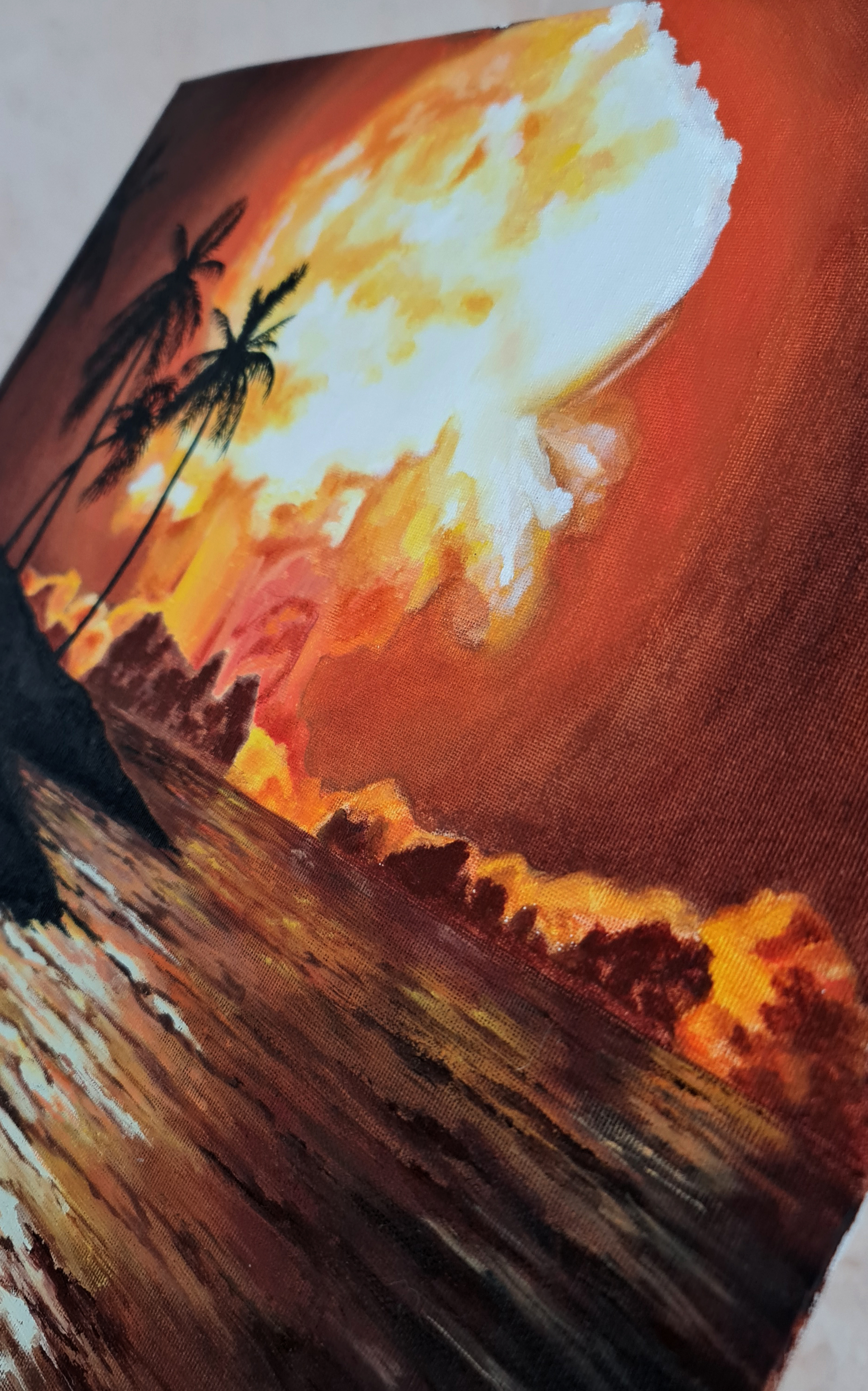 Nuclear explosion - My, Youtube, Oil painting, Landscape, Painting, Sky, Apocalypse, End of the world, Nuclear war, Longpost, Nuclear explosion