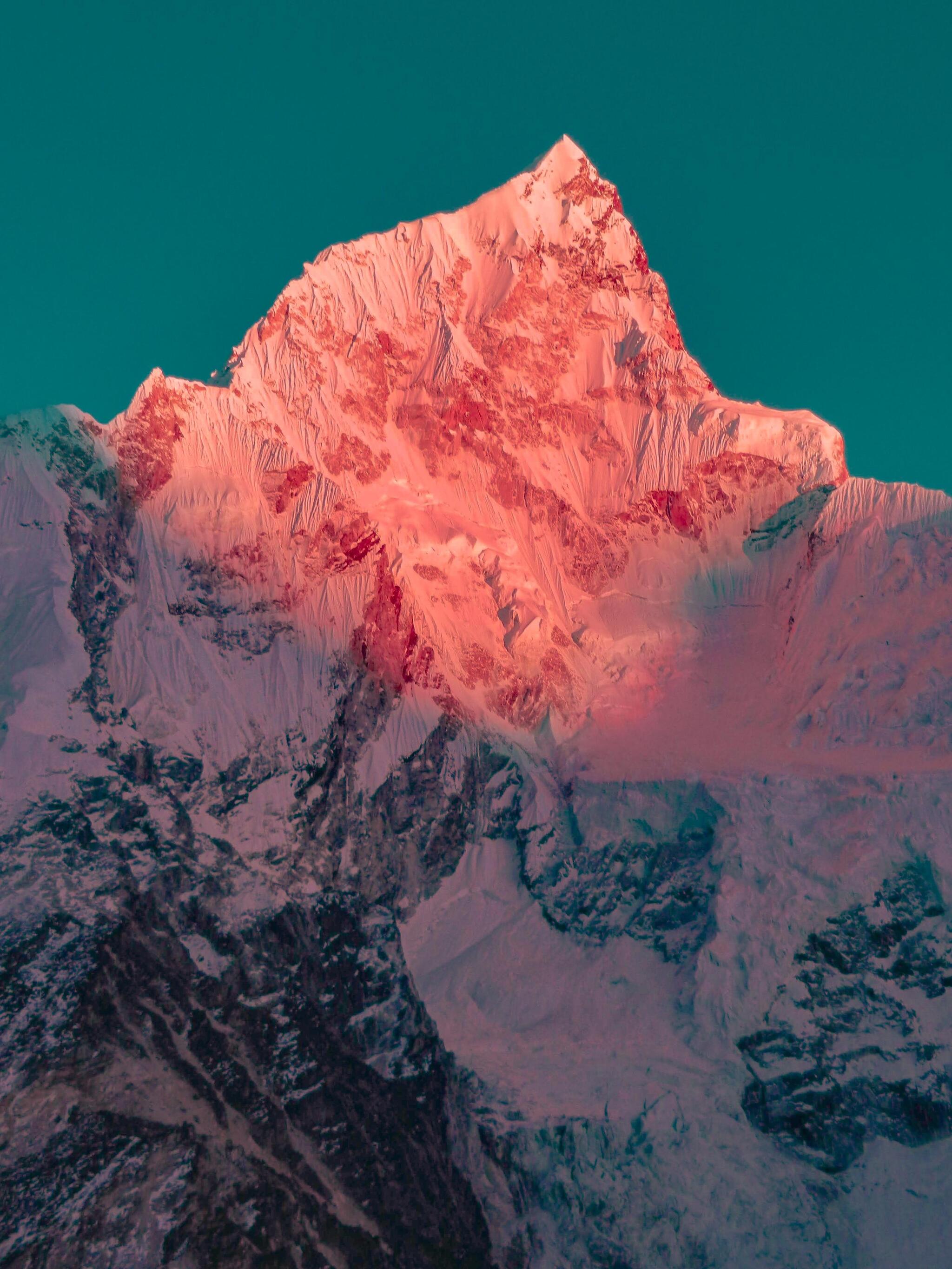 Sunset over Mount Nuptse in Nepal - The photo, The mountains, Sunset, Landscape