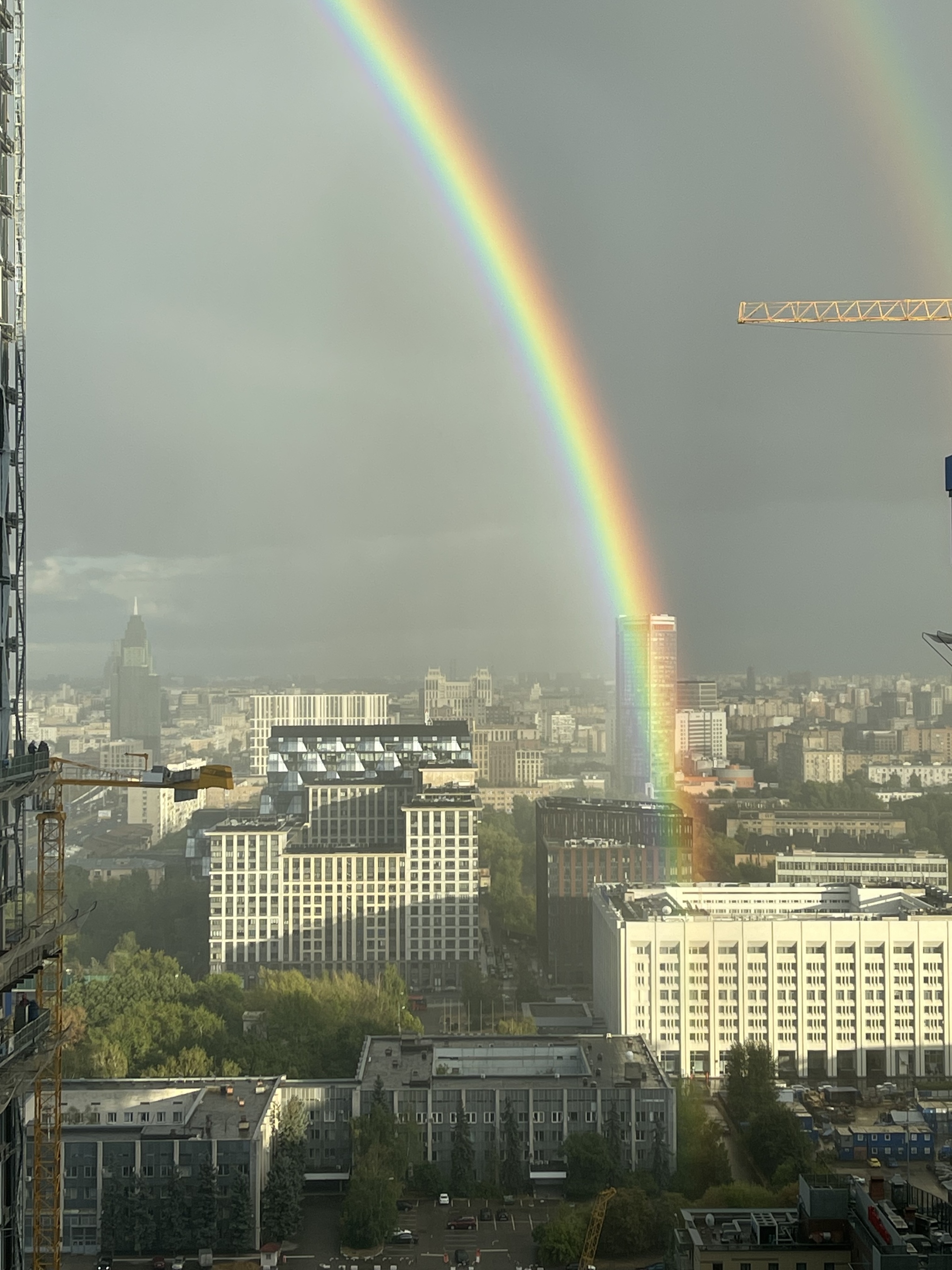 rainbow after the rain - My, Double Rainbow, Rainbow, Moscow, After the rain, Longpost, Mobile photography