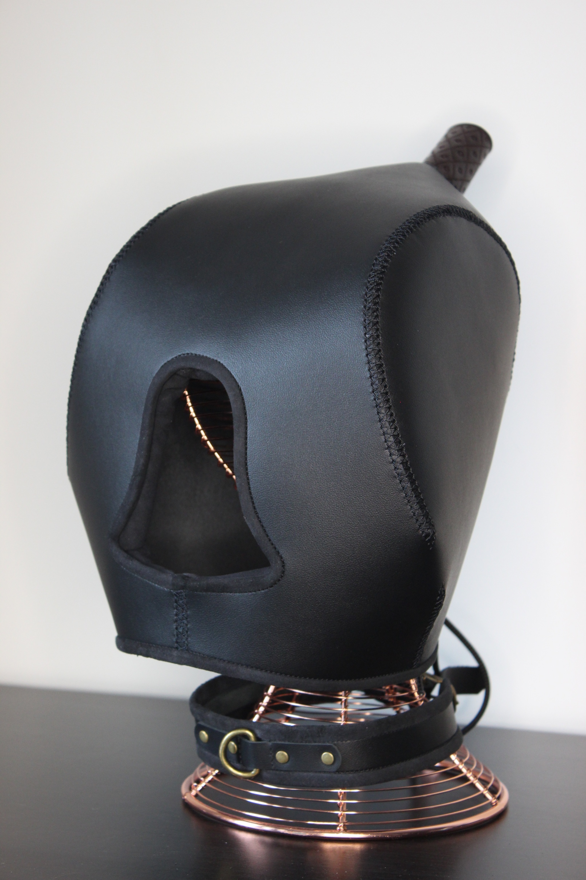 Falcon hood. For people - My, Leather, Accessories, Leather products, Natural leather, Male, Klobuchok, Men, BDSM, Sewing, Longpost, Needlework with process