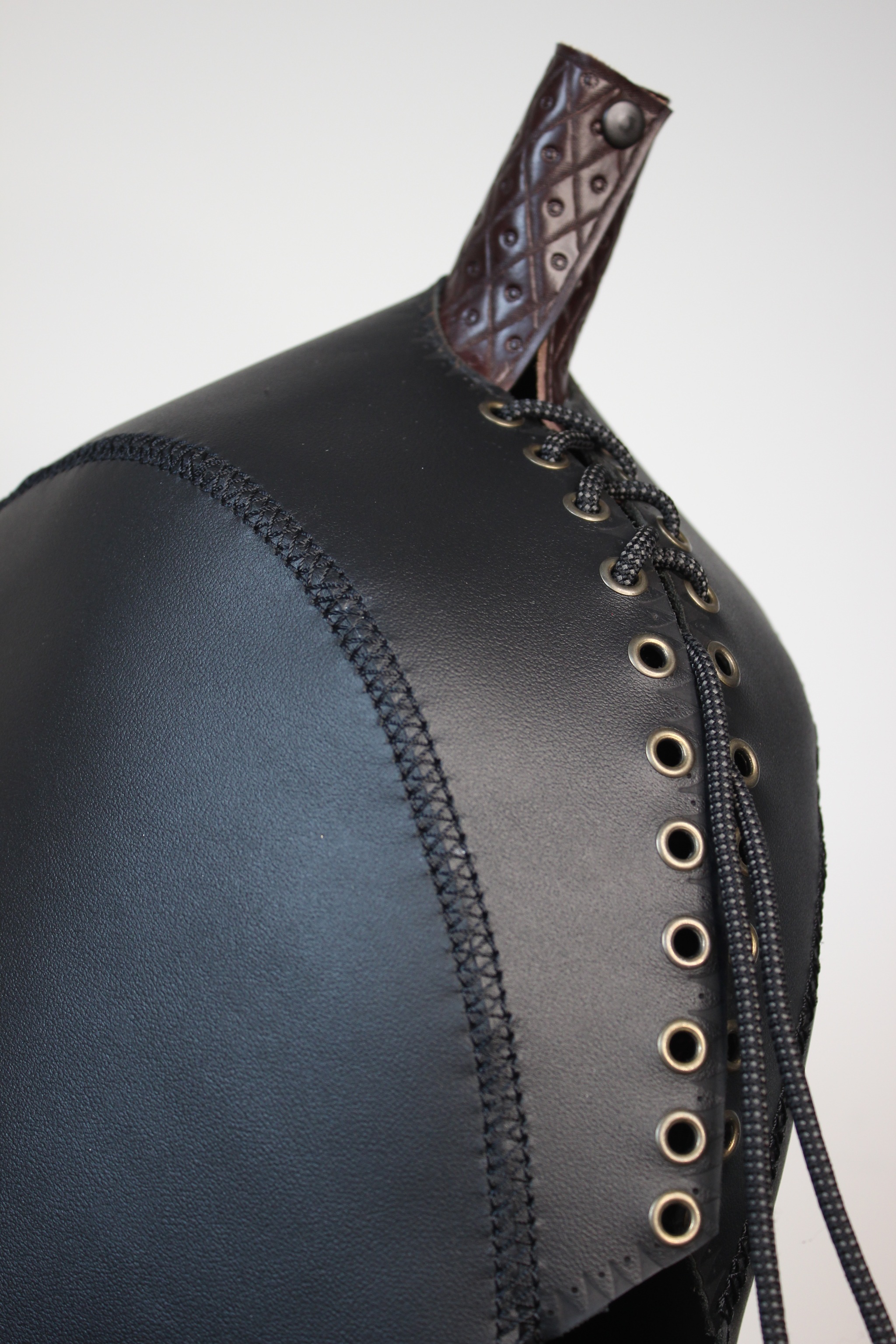 Falcon hood. For people - My, Leather, Accessories, Leather products, Natural leather, Male, Klobuchok, Men, BDSM, Sewing, Longpost, Needlework with process