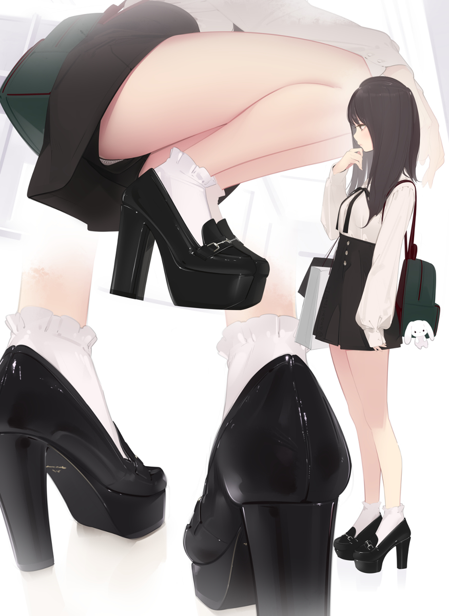 The work of this author hit me right in kokoro :3 - NSFW, Anime, Anime art, Original character, Tights, Shoes, High heels, Ankle boots, Stockings, Pantsu, Longpost, Booty, Legs, Office workers