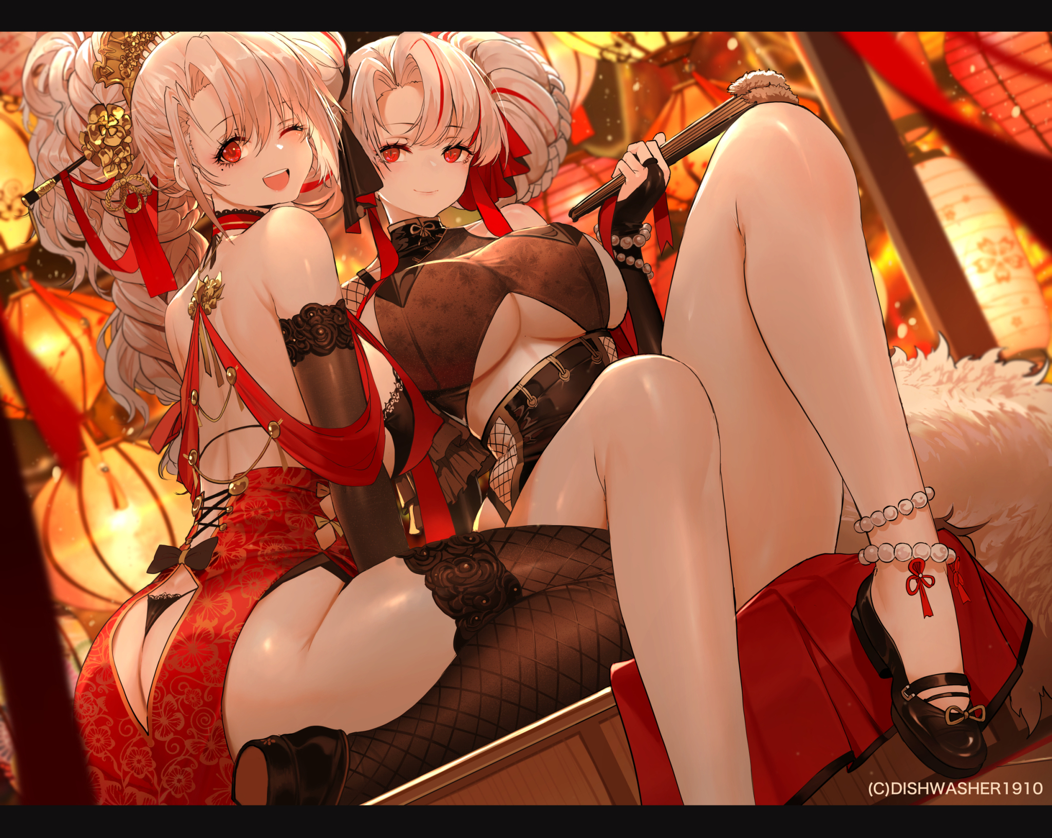 Prinz Adalbert & Prinz Heinrich - NSFW, Аниме, Anime Art, Azur Lane, Prinz Adalbert, Dishwasher1910, Попа, Панцу, Ципао, Чулки, Рисованная эротика, Эротика, Prinz Heinrich