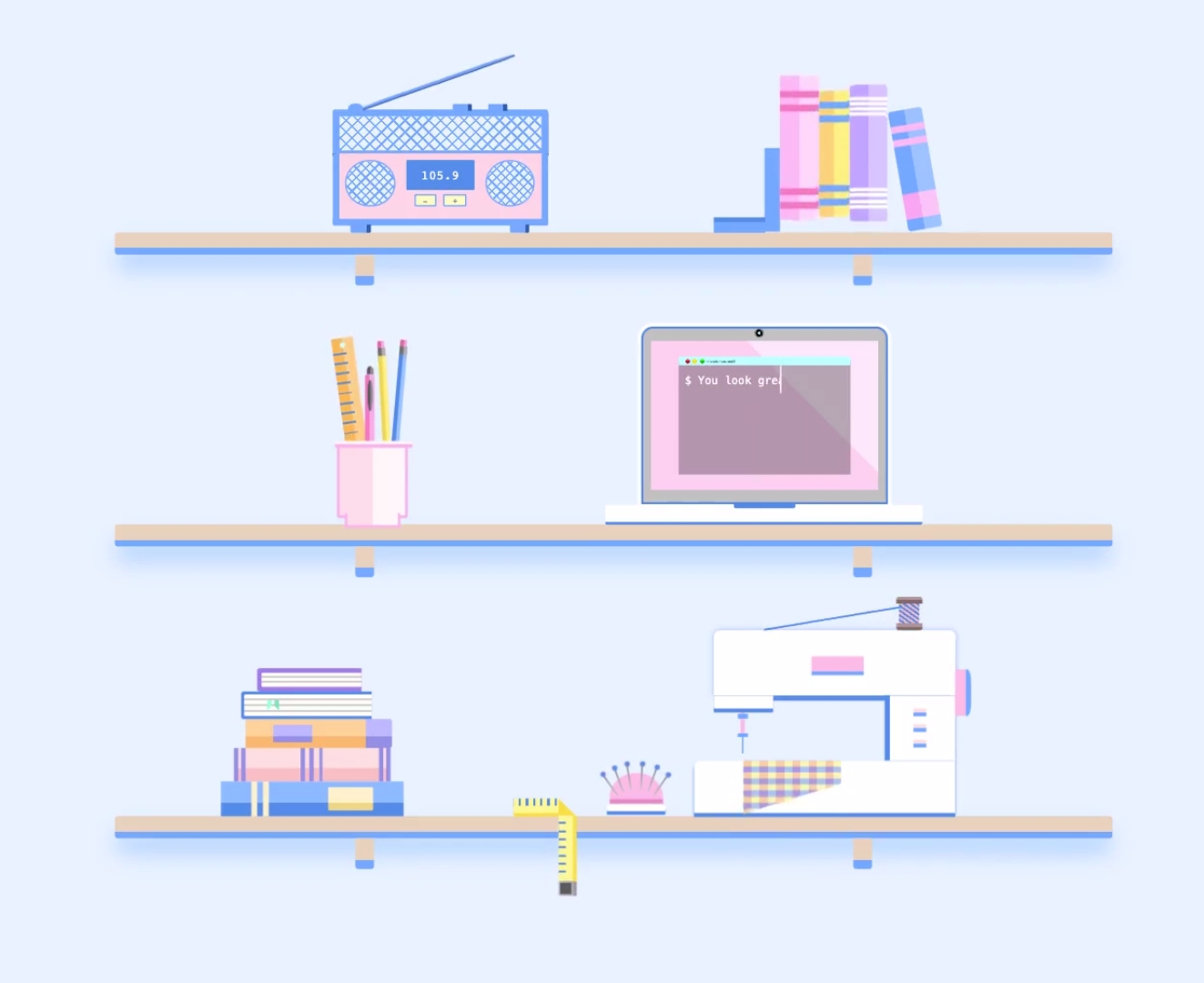 Animated shelf with things in CSS - My, Programming, IT, Web Programming, Web, Web development, CSS, Web design