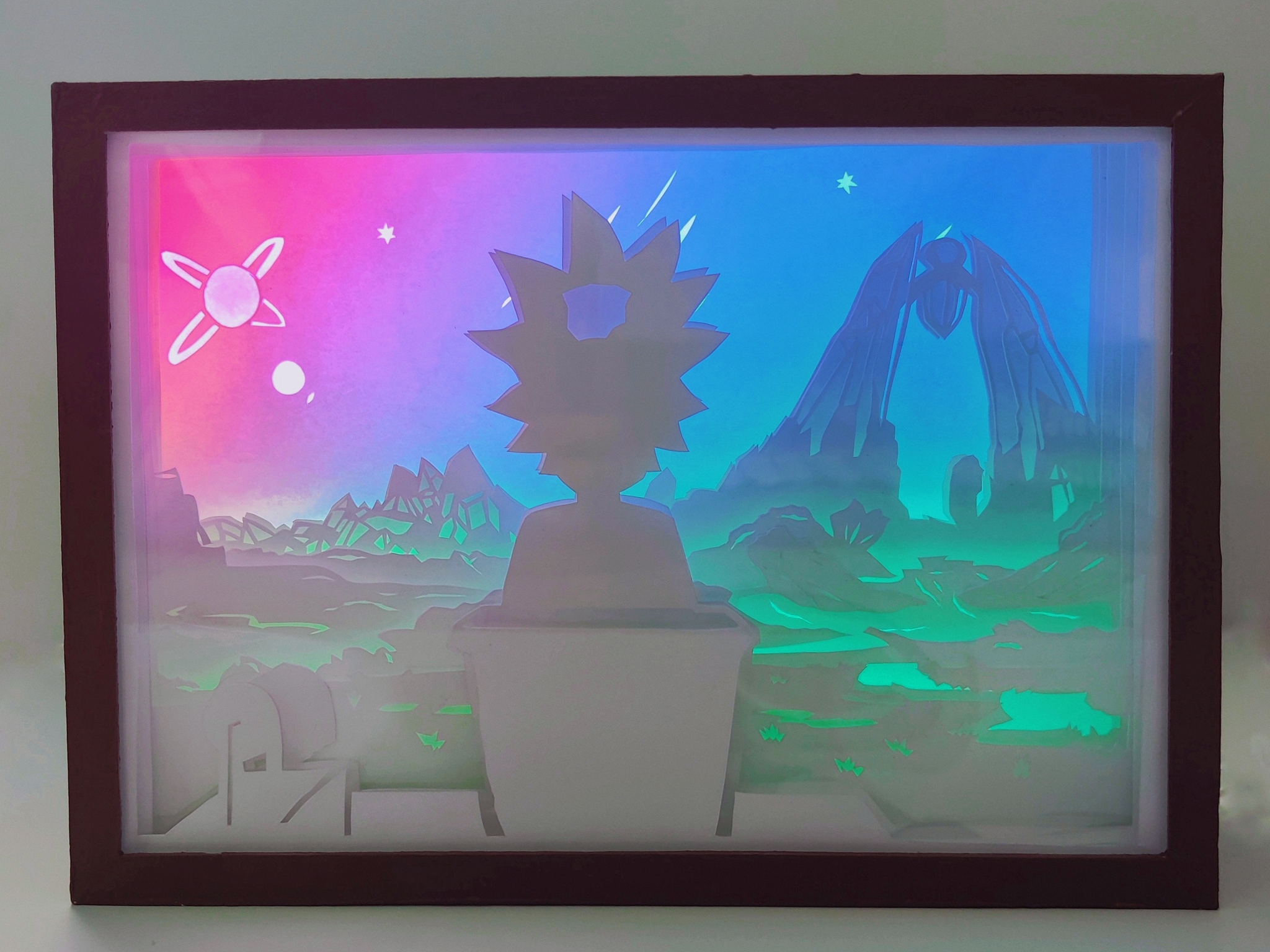 Favorite scene from Rick and Morty - My, Needlework, Handmade, Needlework without process, Animated series, LED lights, Lamp, Hobby, Creation, Art, Longpost, Rick and Morty