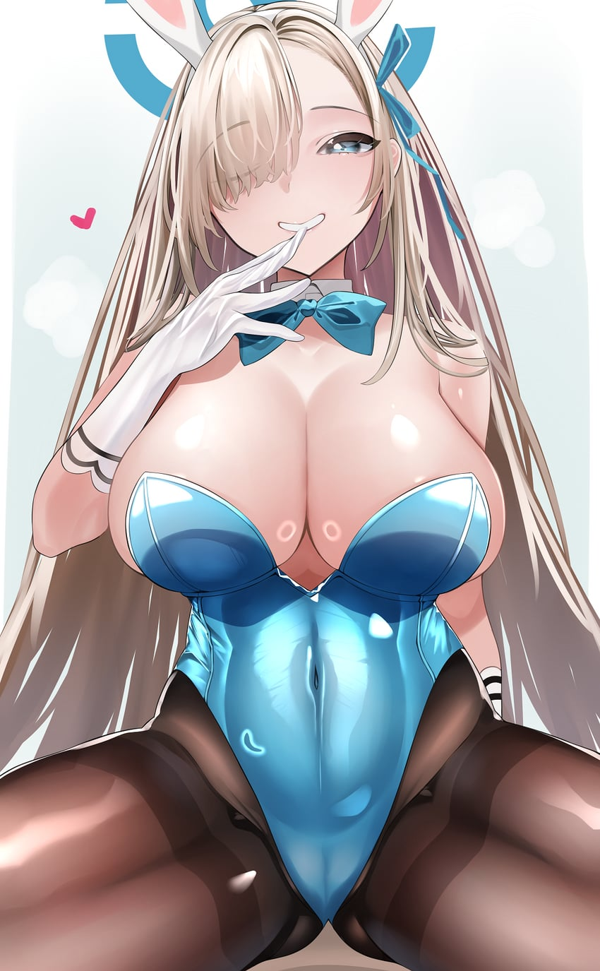 Today is Wednesday, which means it's rabbit time. - NSFW, Anime, Anime art, Blue archive, Ichinose asuna, Bunnysuit, Tights, High heels, Boobs, Booty, Shibari, Longpost, Kakudate karin
