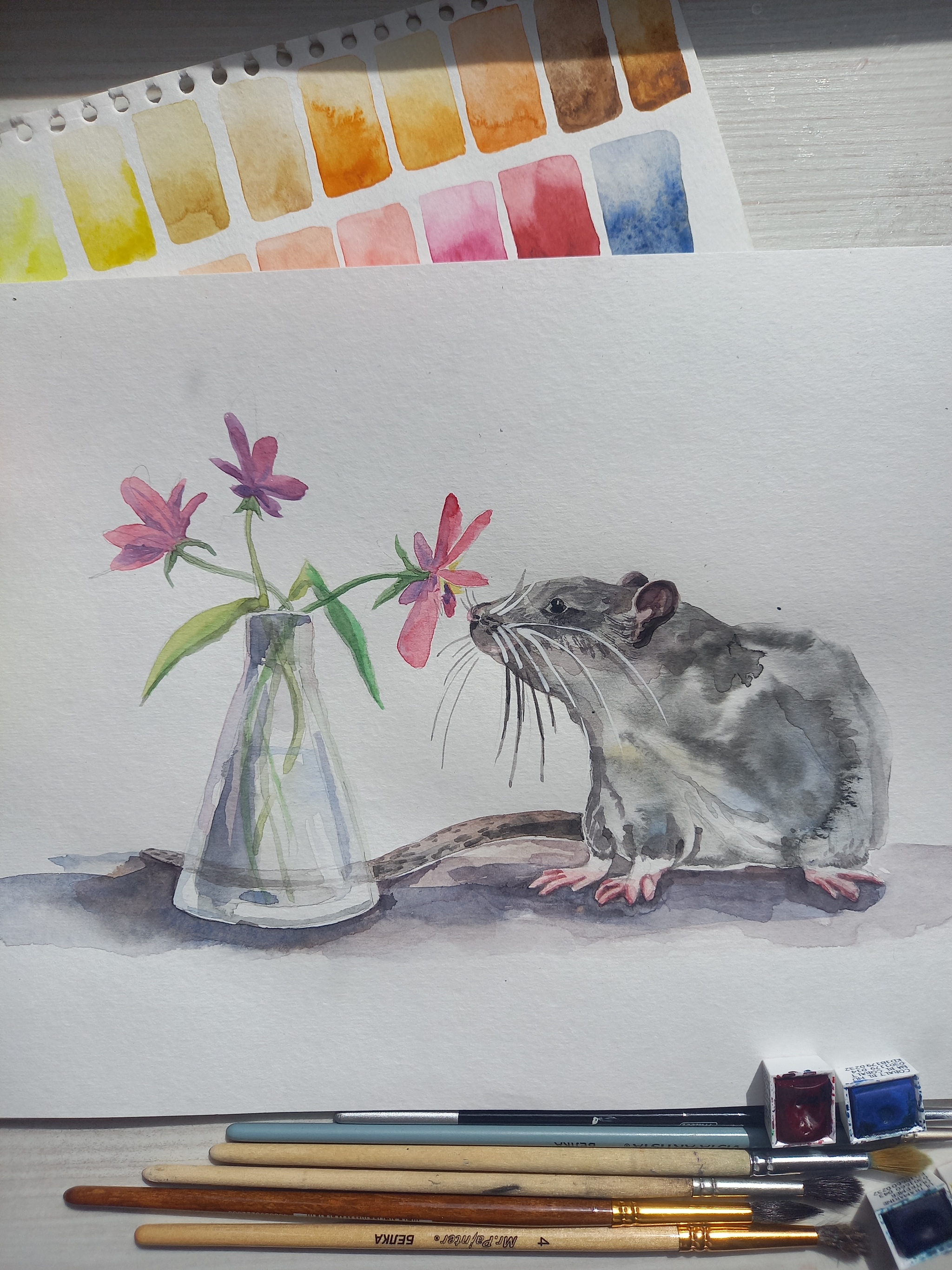 My rats - My, Decorative rats, Rat, Watercolor, Longpost