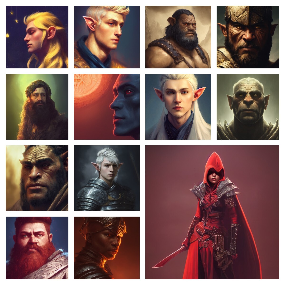 Endless portraits for your favorite RPGs - My, Fantasy, Dungeons & dragons, Neverwinter nights, Pathfinder, Нейронные сети, RPG, Longpost, Midjourney