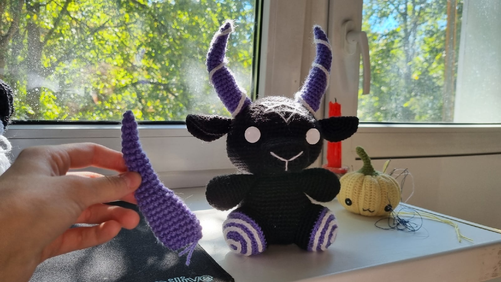 Lost Baphomet - My, Knitting, Crochet, Knitted toys, Needlework without process, Amigurumi, Author's toy, Embroidery, Toys, Sewing, Soft toy, Baphomet, Satanism, Longpost, Needlework