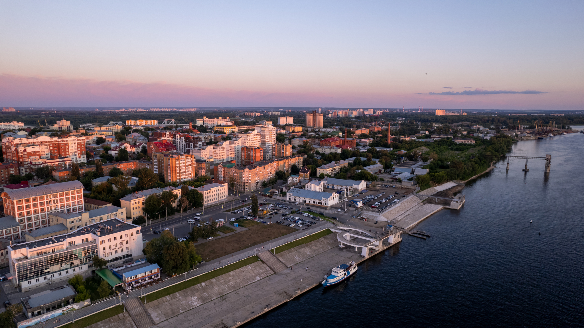 Первая очередь набережной г. Самара - Моё, Самара, Река Волга, Набережная, Закат, Аэросъемка, Квадрокоптер, Лето, DJI