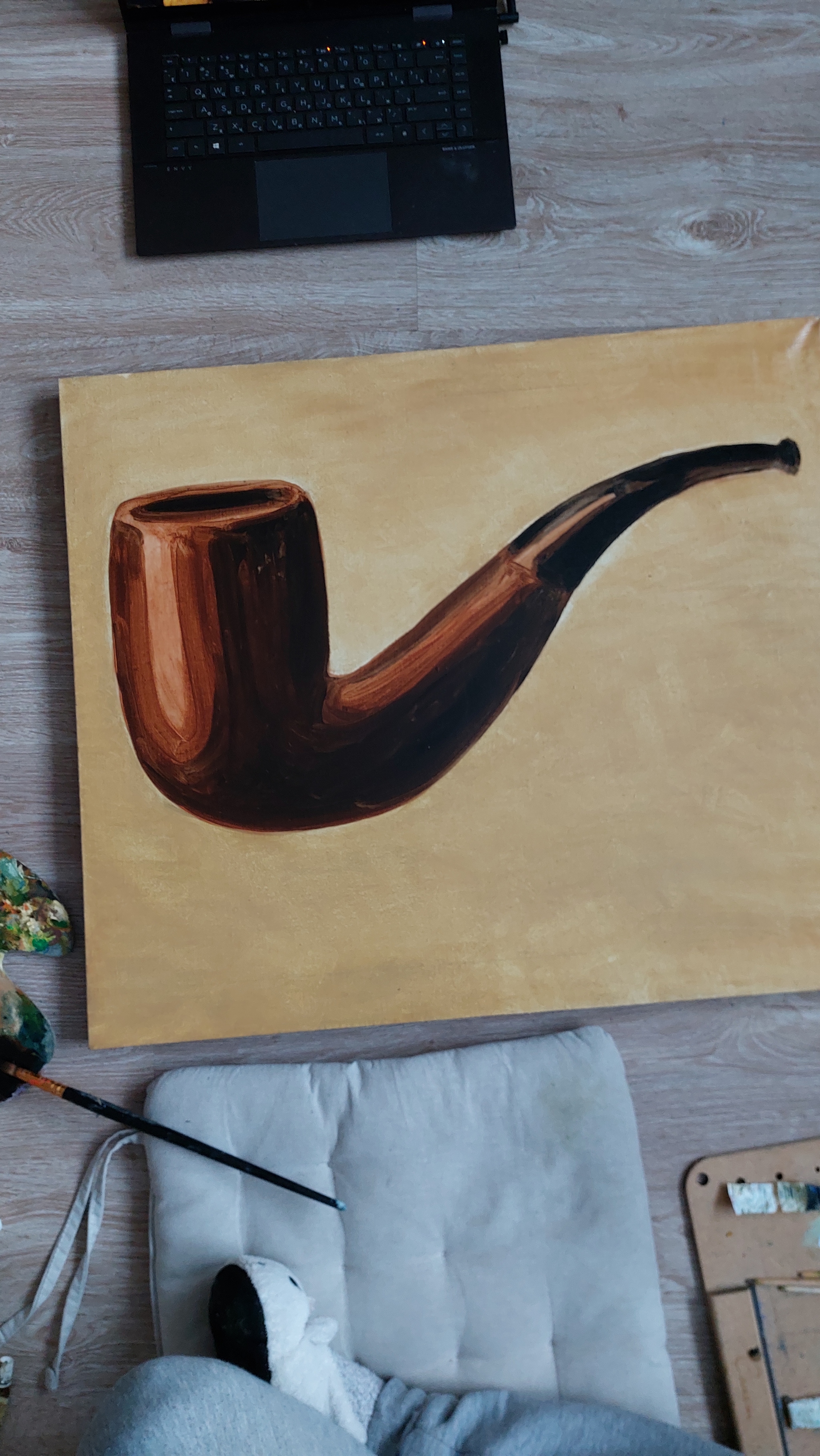 Treachery of images (copy, oil) - My, Painting, Copy, Art, Rene Magritte, Oil paints, Longpost, Smoking pipe