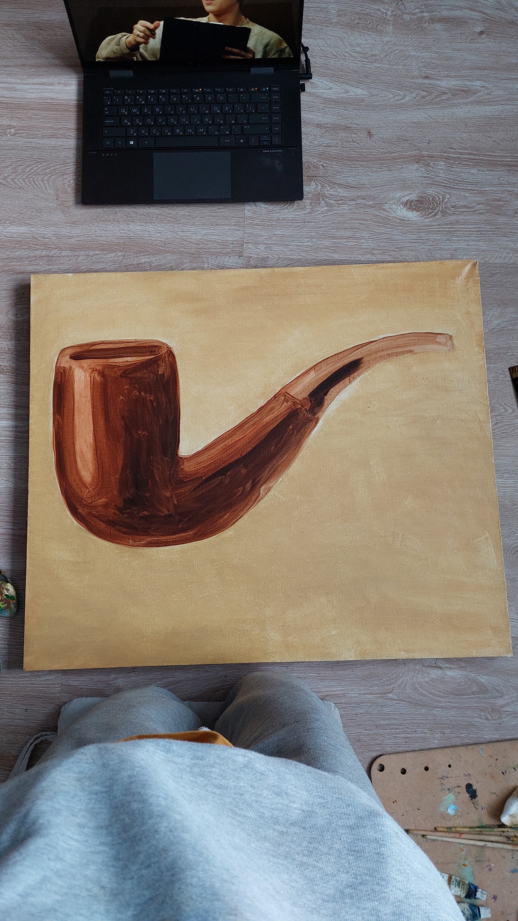 Treachery of images (copy, oil) - My, Painting, Copy, Art, Rene Magritte, Oil paints, Longpost, Smoking pipe