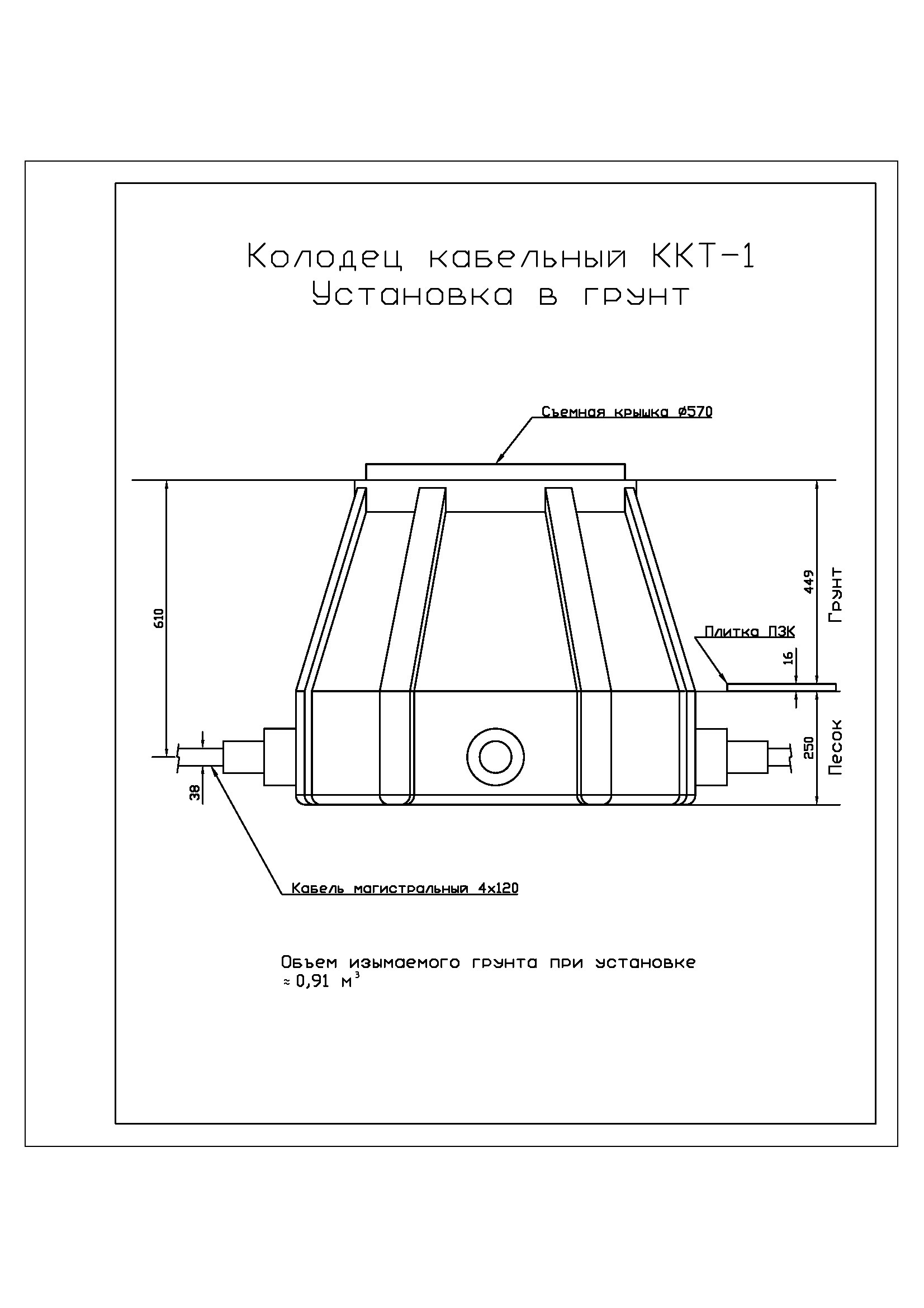 Cable well KKT-1 with Raychem branch coupling - My, Drawing, Autocad, Cable, Well, Coupling, Kiosk, Longpost, Cable gland