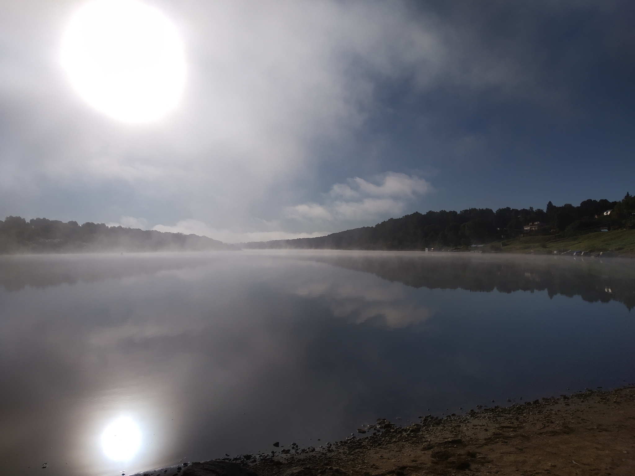 Foggy morning on the Oka - My, River, Fog, cat, Longpost