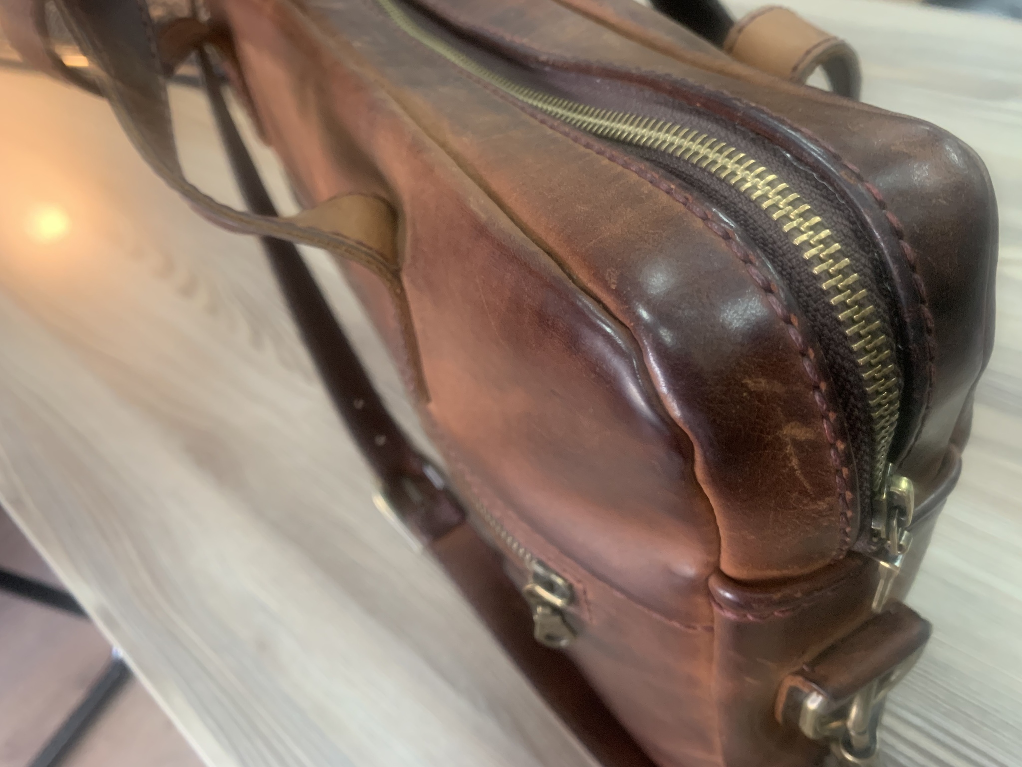 Leather bag after two years - My, Natural leather, Leather, Leather products, Male, Longpost, Needlework without process