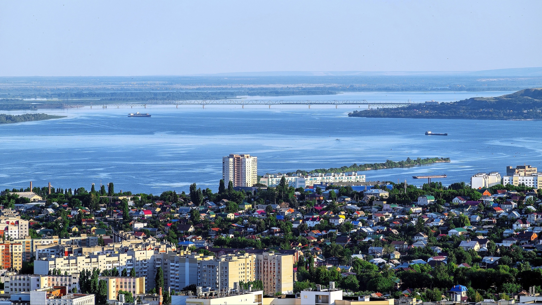 Саратов с Энгельсом - Саратов, Город Энгельс, Фотография, Пейзаж, Город, Кумысная поляна, Длиннопост, Река Волга