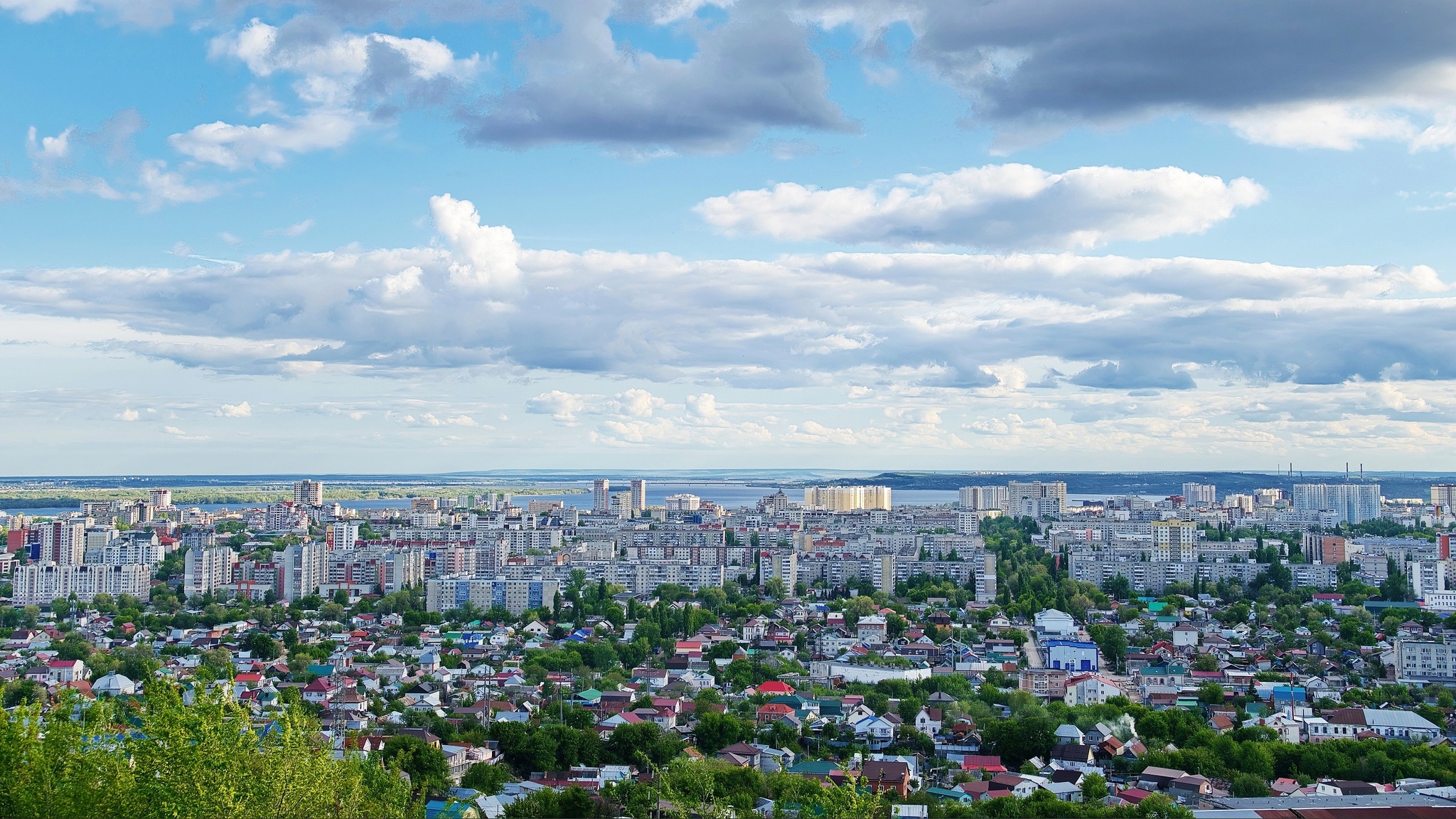 Саратов с Энгельсом - Саратов, Город Энгельс, Фотография, Пейзаж, Город, Кумысная поляна, Длиннопост, Река Волга