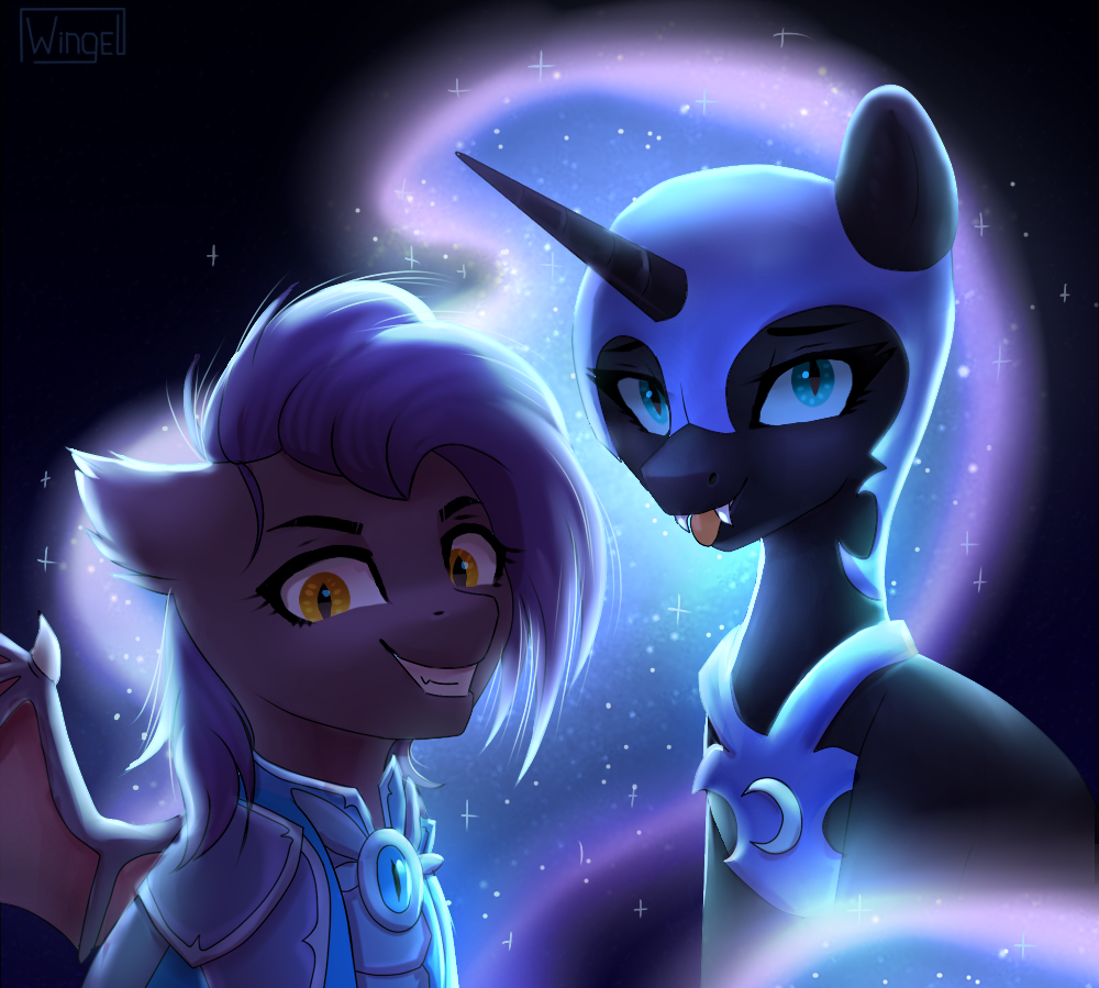 Smile in the night - My little pony, PonyArt, Nightmare moon, Batpony, Share Dast, Original character