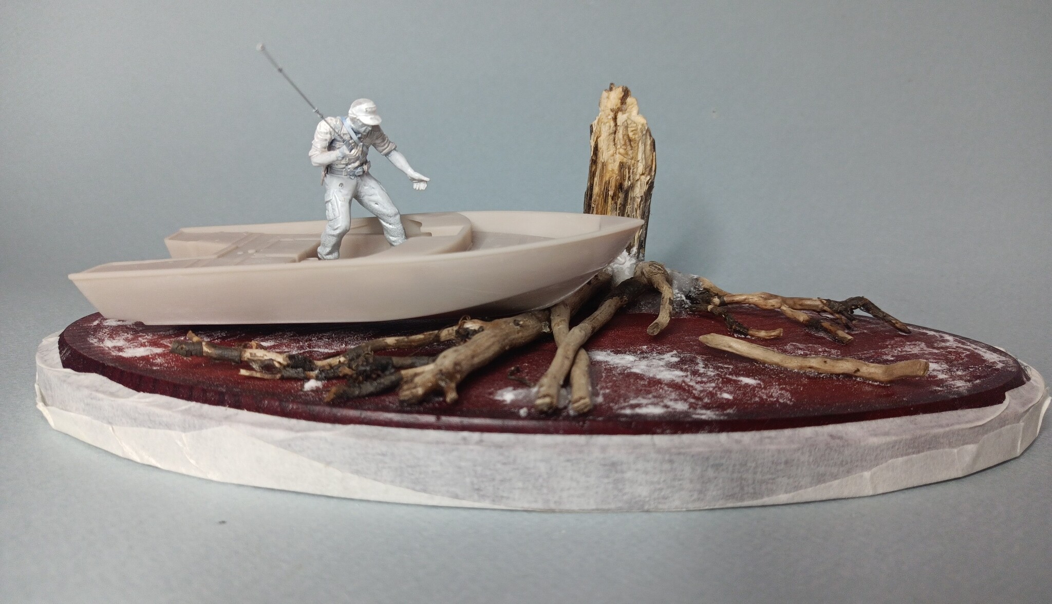 Making a diorama Fishing - My, Presents, Modeling, Stand modeling, Painting miniatures, Miniature, Scale model, With your own hands, Fishing, Powerboat, Volga river, River, A fish, Children, Epoxy resin, Dispute, Sport, Kazan, Longpost, Needlework with process, Collecting