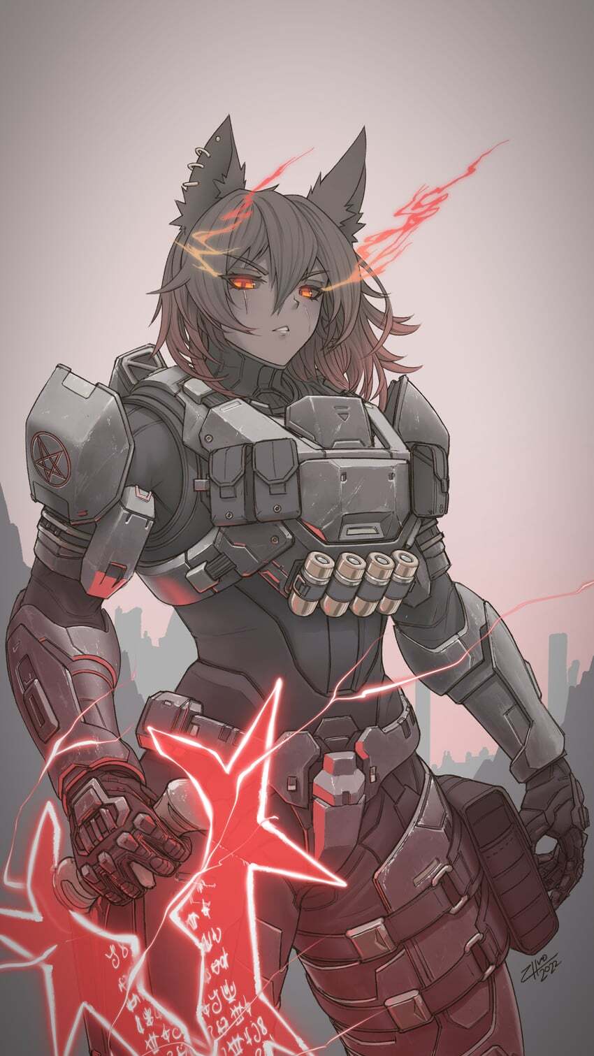 Real Spartan - Art, Anime, Anime art, Games, Virtual youtuber, Halo, Doom, Animal ears