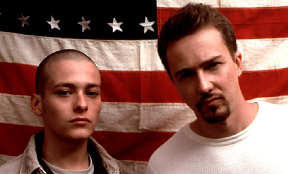 American History X (1998). Cult or excellent movie #37, which unfairly failed at the box office. actual film - My, I advise you to look, What to see, Movies, Screenshot, Drama, Classic, Nostalgia, Hollywood, USA, Skinheads, Swastika, Nazis, Nationalism, Edward Norton, Edward Furlong, Tattoo, Prison, American History X, Mein Kampf, Longpost, Actors and actresses