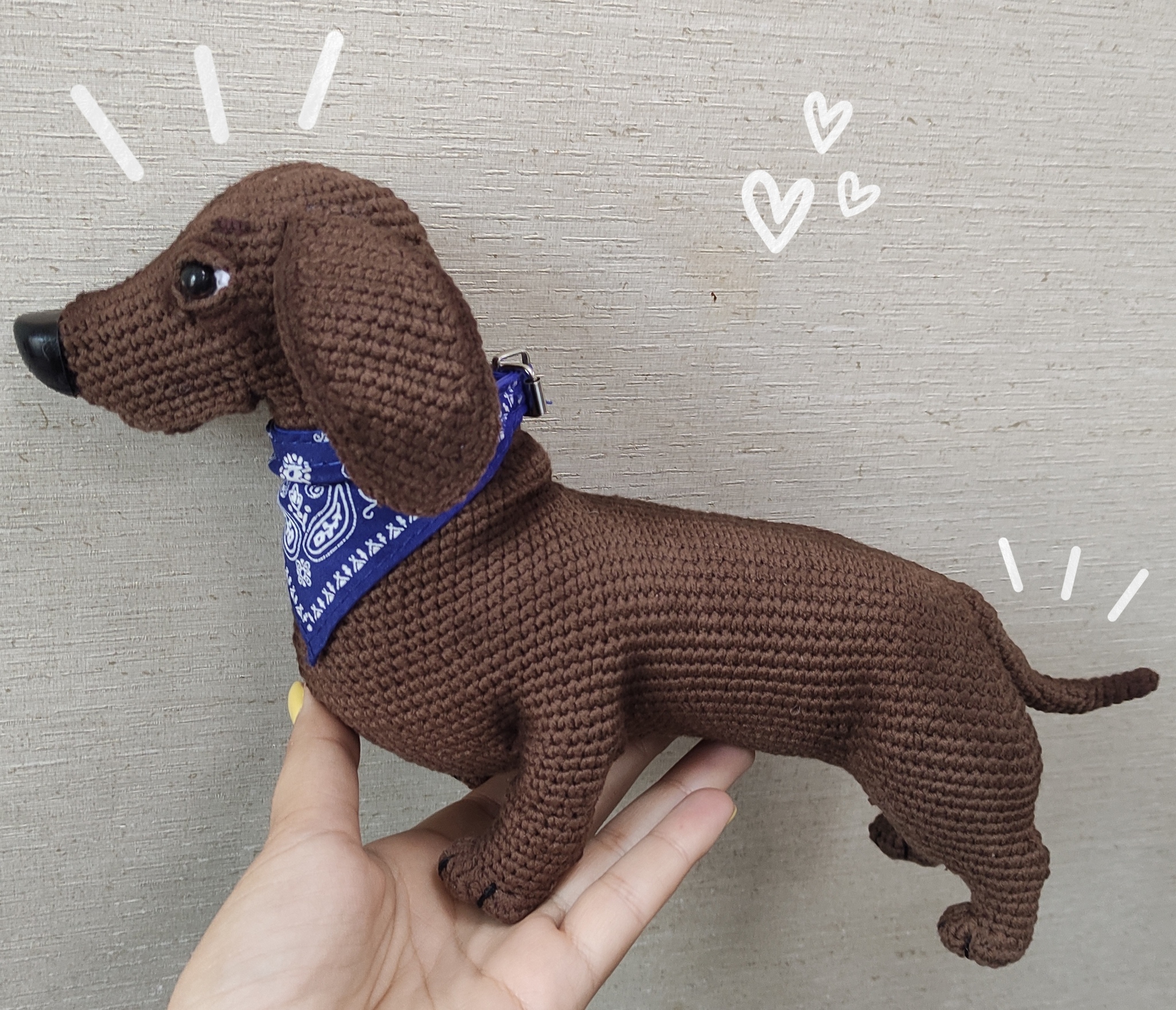 Yes, this is Dachshund. - My, Creation, Needlework without process, Knitting, Toys, Dachshund, Hobby, Longpost, Amigurumi