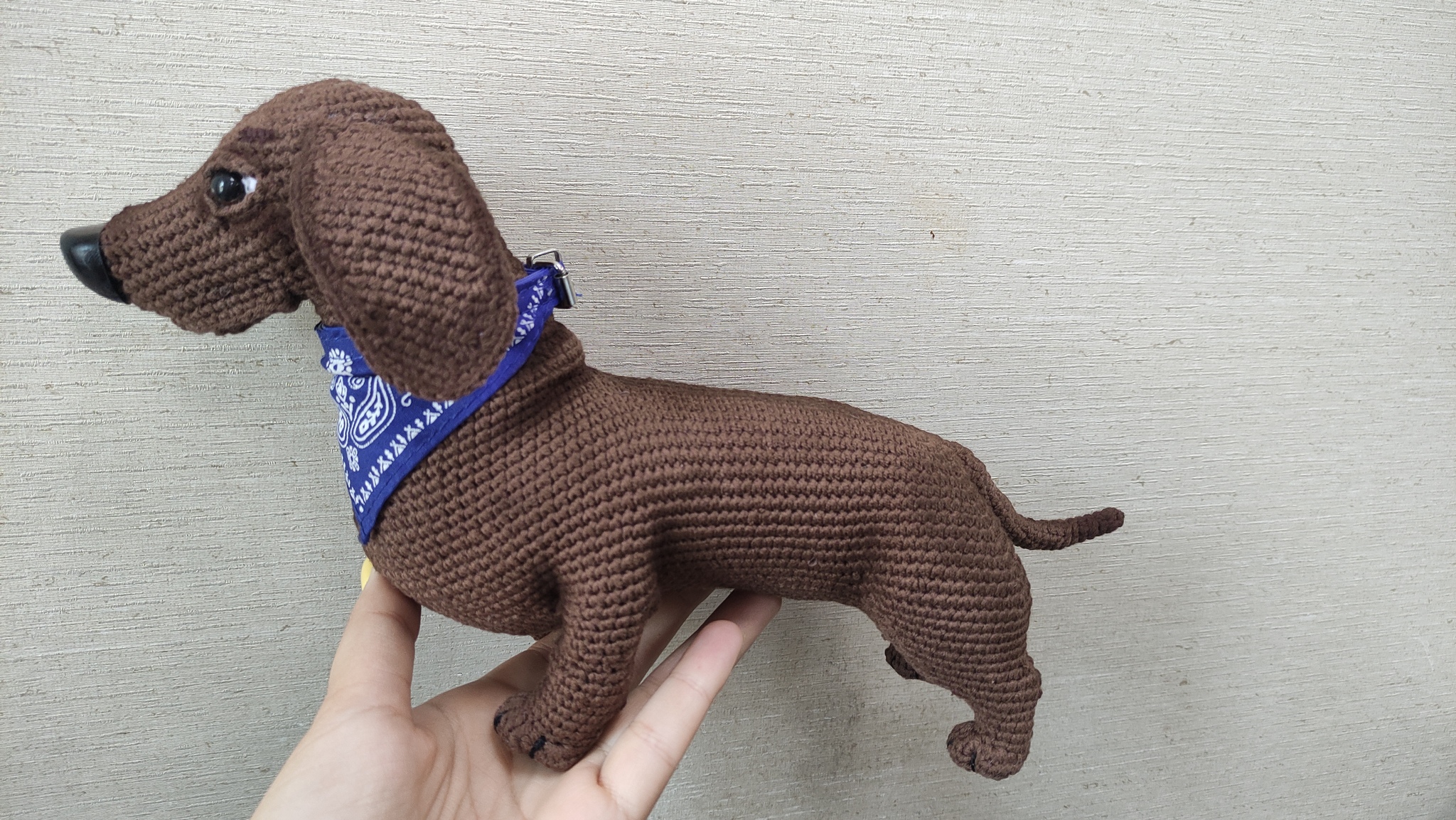 Yes, this is Dachshund. - My, Creation, Needlework without process, Knitting, Toys, Dachshund, Hobby, Longpost, Amigurumi