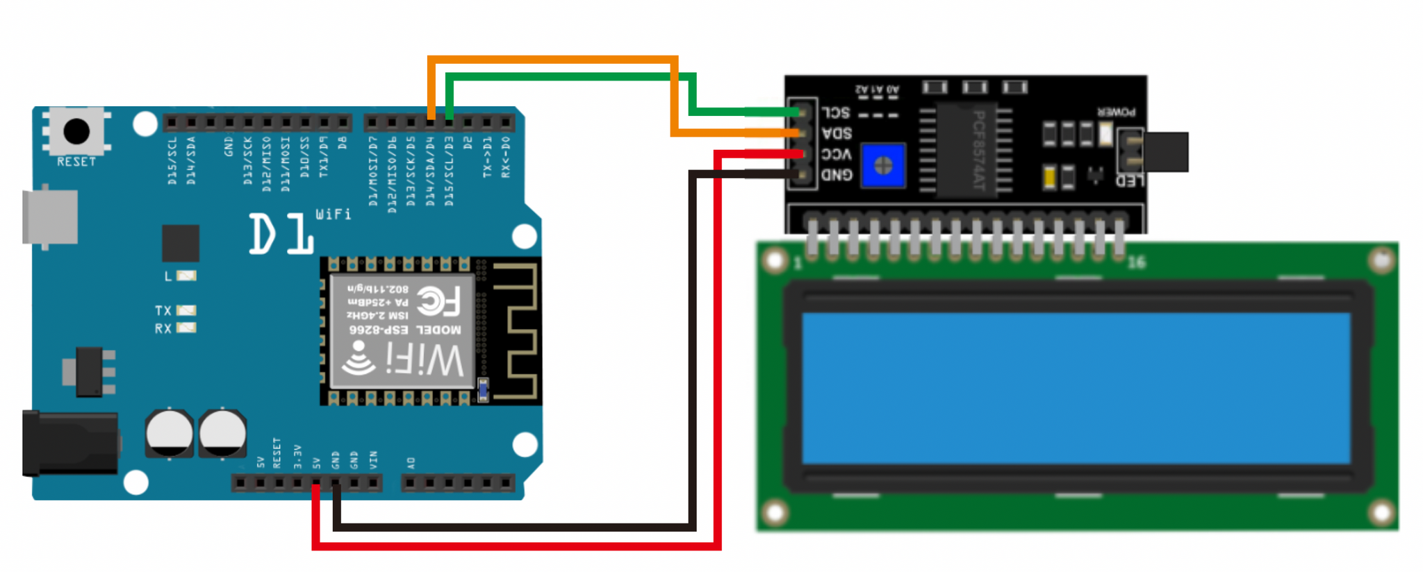 ESP Block - ESP 8266 12F Wemos D1 + LCD 1602a i2c - My, Ardublock, Esp8266, Arduino, Youtube, Electronics, Video, Homemade