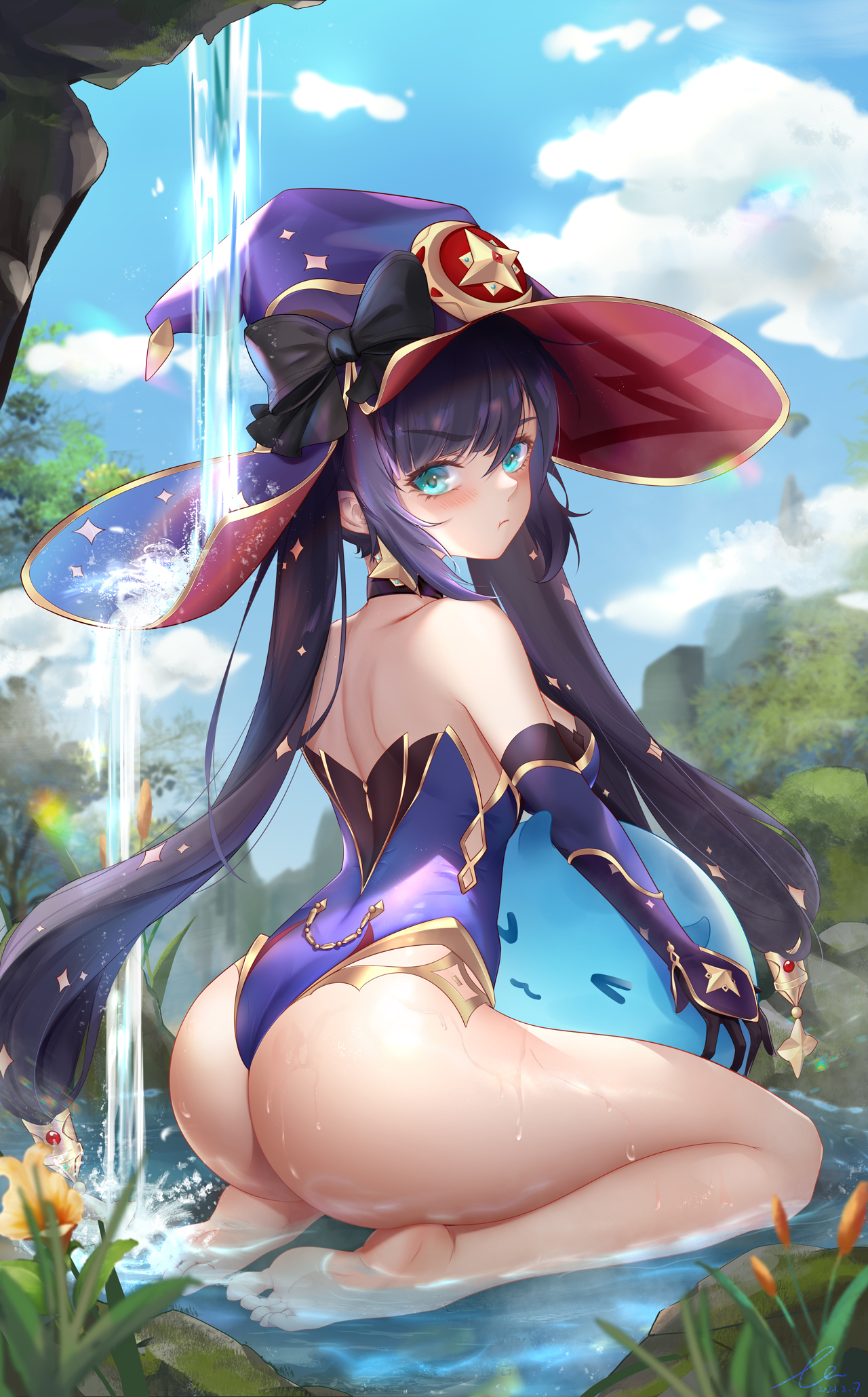 Mona (Supplement) - NSFW, Anime, Anime art, Genshin impact, Mona, Games, Booty, Hand-drawn erotica, Erotic, Longpost, Nudity