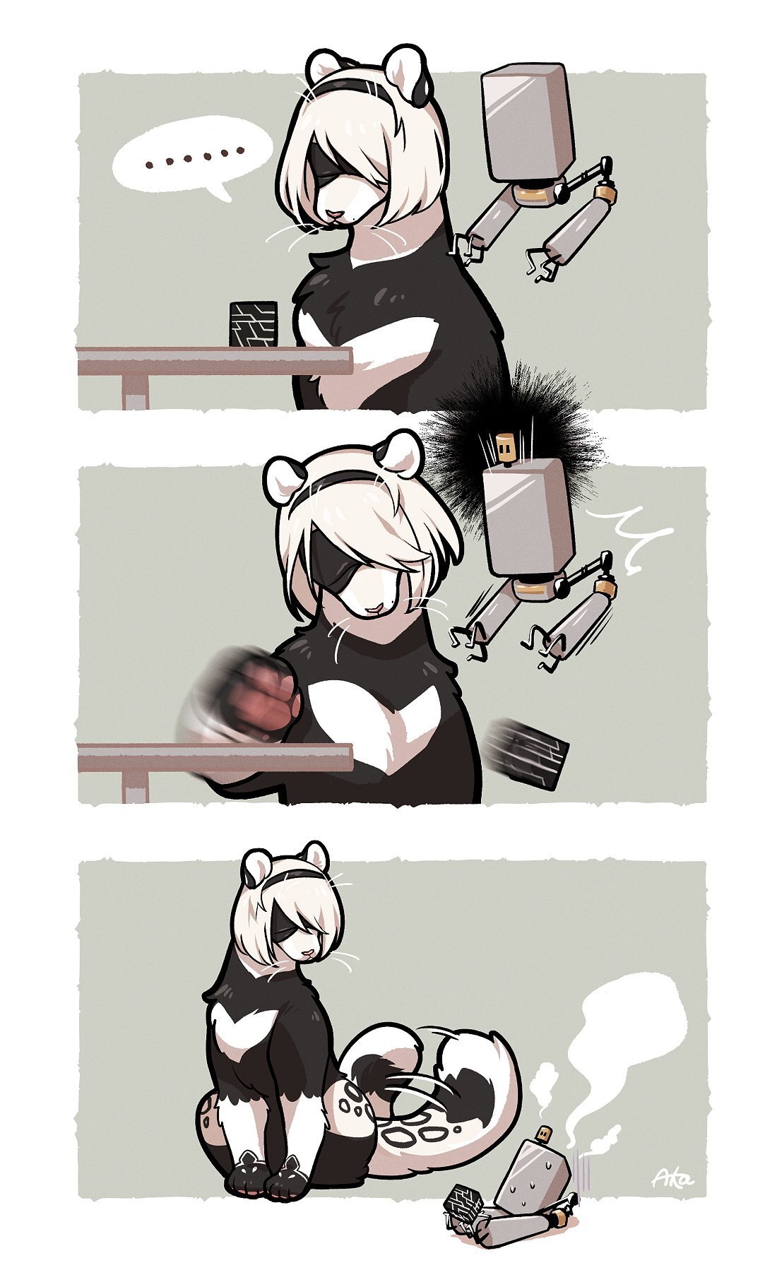 Furry Androids by Missaka - Art, Missaka, Furry, Comics, Translated by myself, Yorha unit no 9 type S, Yorha unit No 2 type a, NIER Automata, Longpost, Yorha unit No 2 type B