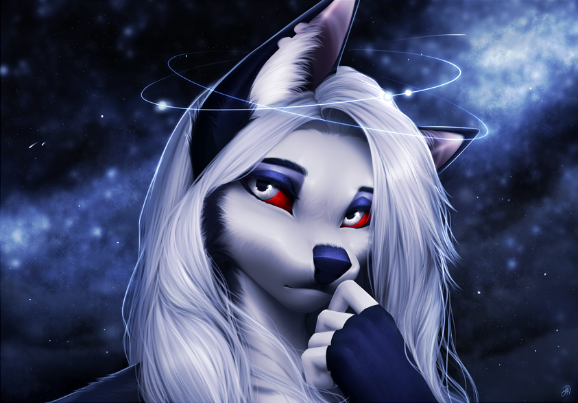 Moon - Furry, Anthro, Art, Furry wolf, Rrrs, Loona, Helluva boss