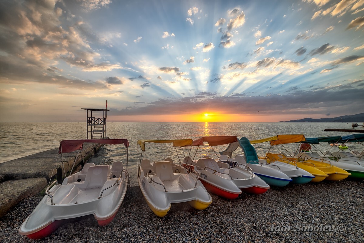 Летний закат на море - Моё, Фотография, Закат, Пляж