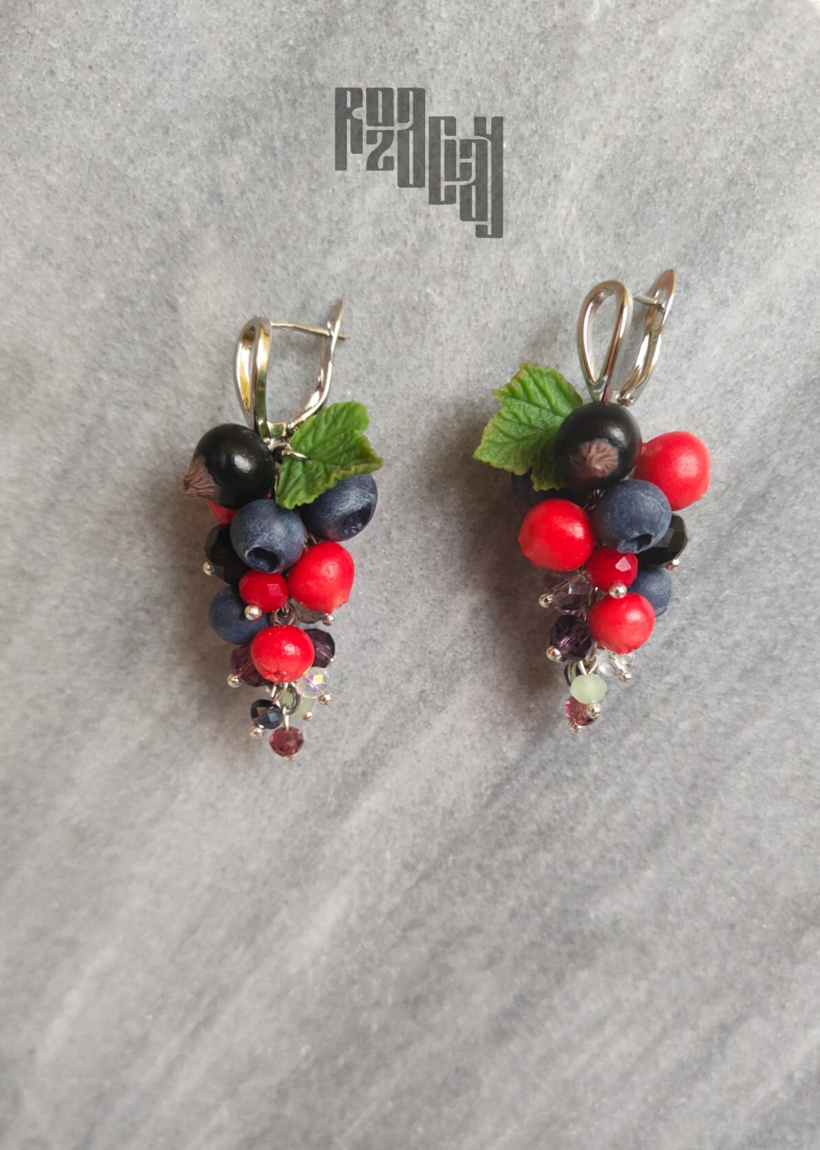 Berry jewelry set made of polymer clay - My, Decoration, Earrings, Polymer clay, Needlework, Presents, A bracelet, Лепка, Berries, Accessories, Friday tag is mine, Blueberry, Cowberry, Currant, Handmade, beauty, Longpost, Needlework without process