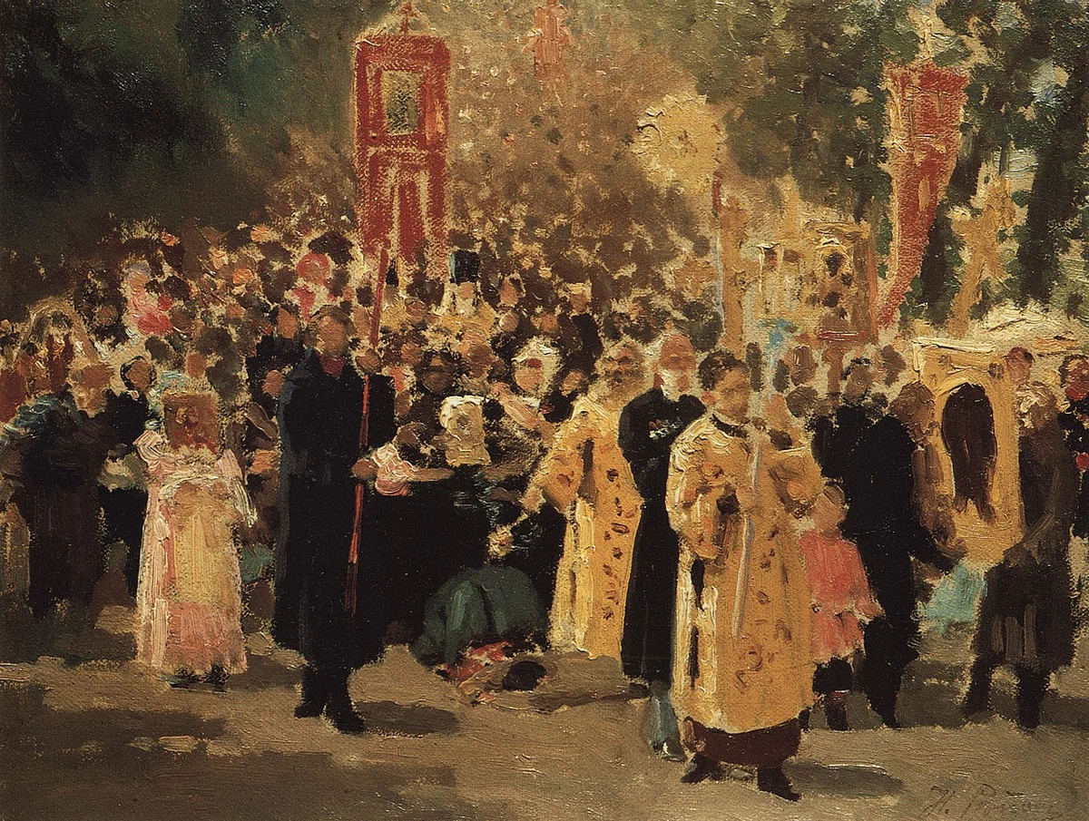 “Religious procession in the Kursk province”, or a picture without pleasant faces - My, Oil painting, Painting, Art, Artist, Painting, Russian painting, Procession, ROC, Art history, Church, Longpost, Ilya Repin