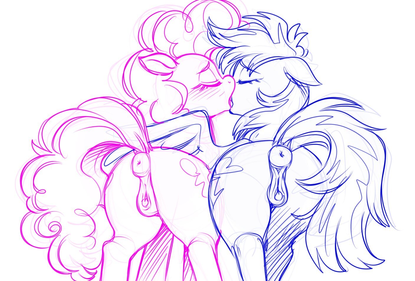 Дружеские поцелуйчики - NSFW, My Little Pony, PonyArt, MLP Explicit, Rainbow Dash, Pinkie Pie, Шиппинг, MLP Lesbian, Moetempura, MLP anatomically correct