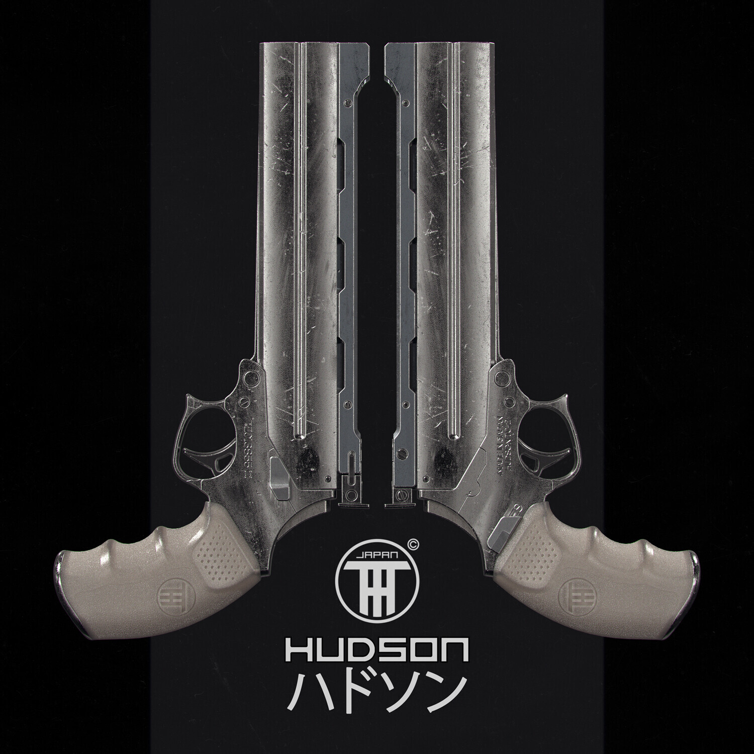 Hudson TC-2 - Art, Artstation, Anime, Manga, Akira, Cyberpunk, Pistols, Video, Soundless, Longpost, 3D