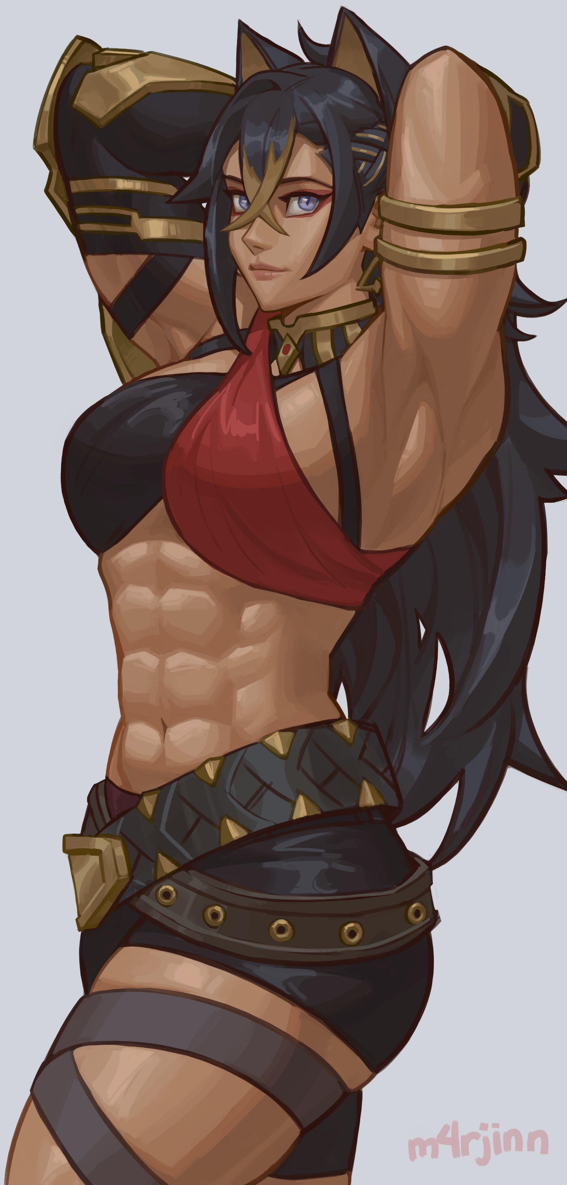 Dehya - M4rjinn, Genshin impact, Anime art, Animal ears, Muscleart, Art, Girls, Strong girl, Fitonyashka, Press