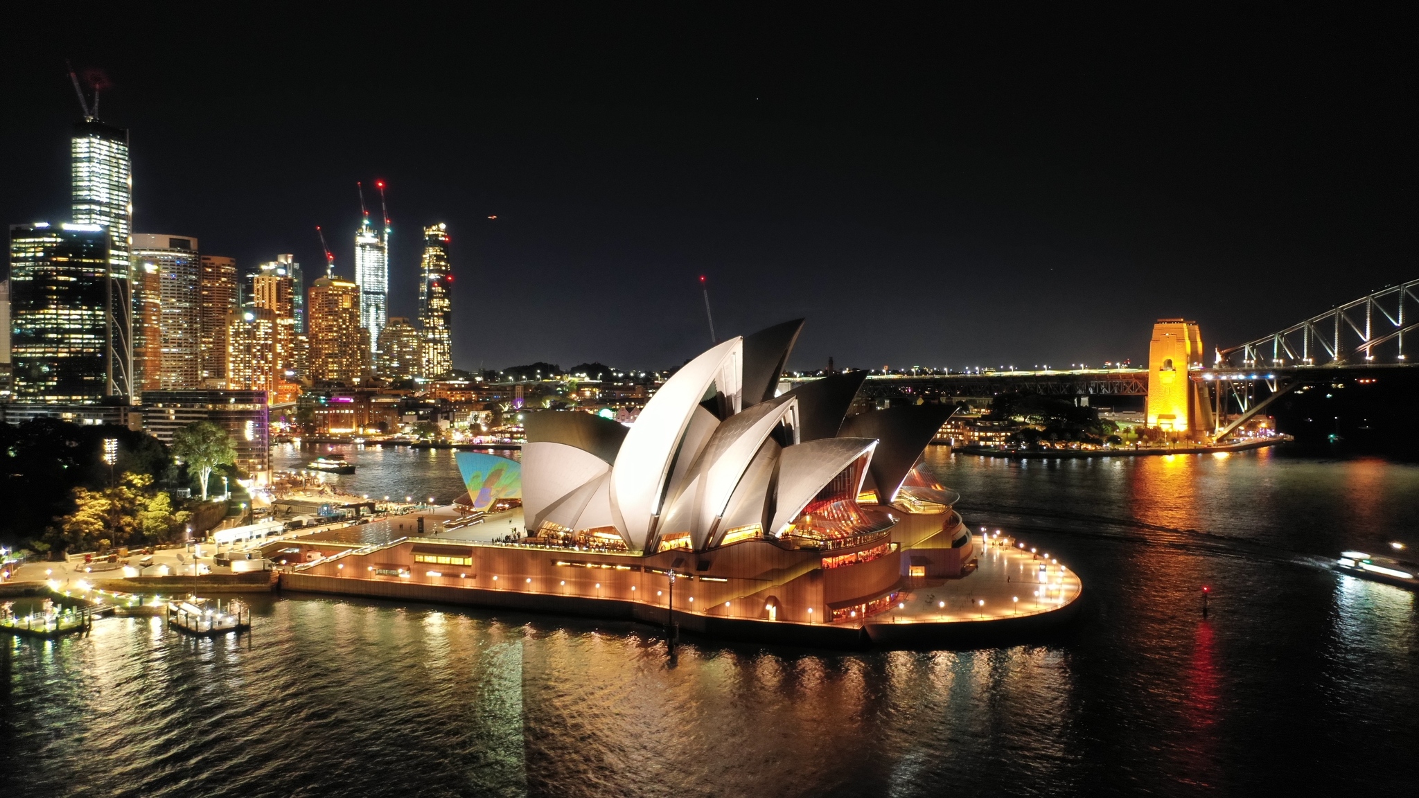 Sydney Opera House at night - My, Australia, DJI Mavic 2 PRO, Longpost, Night city, Sydney Opera House